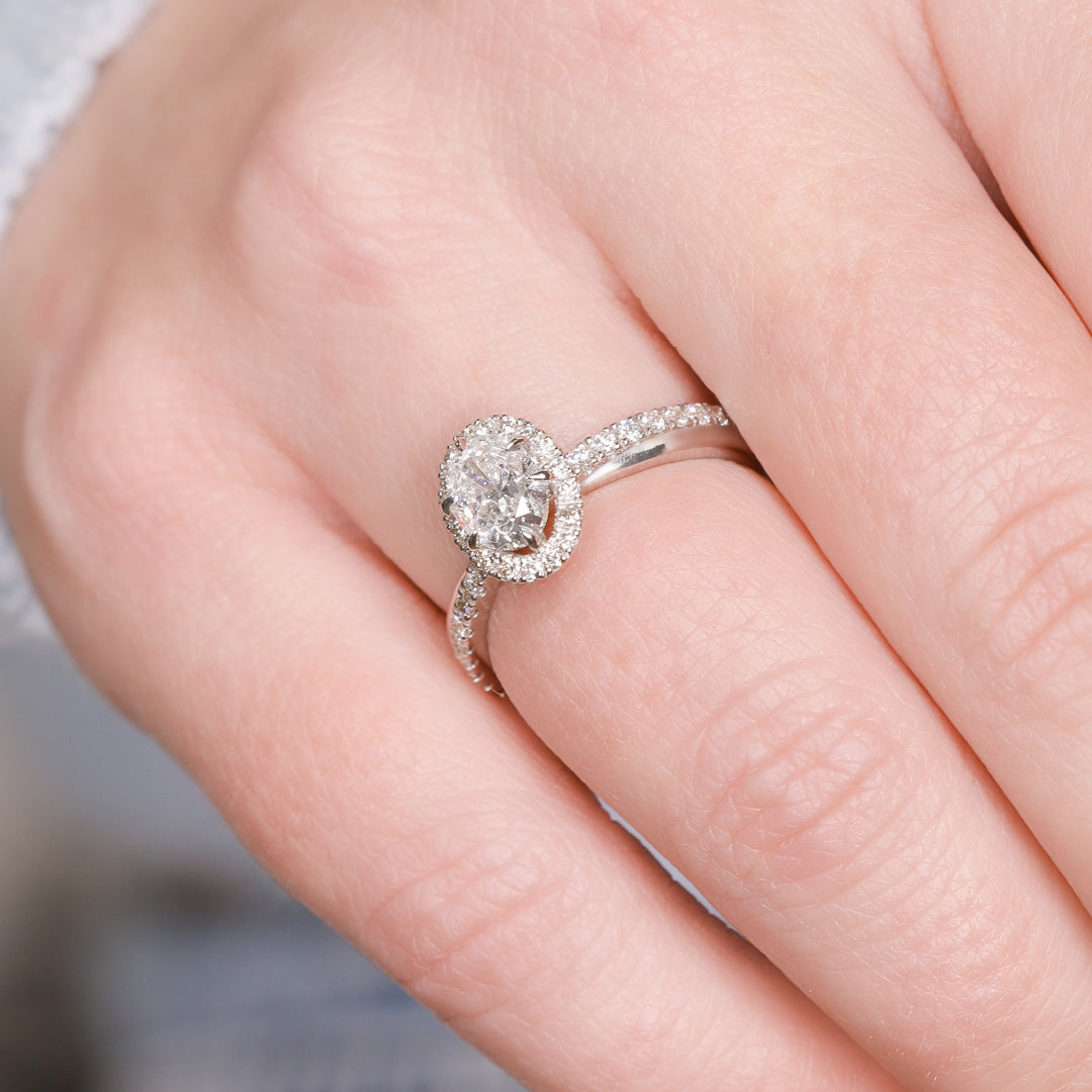 Twisted Shank Natural Oval  Diamond Engagement Ring