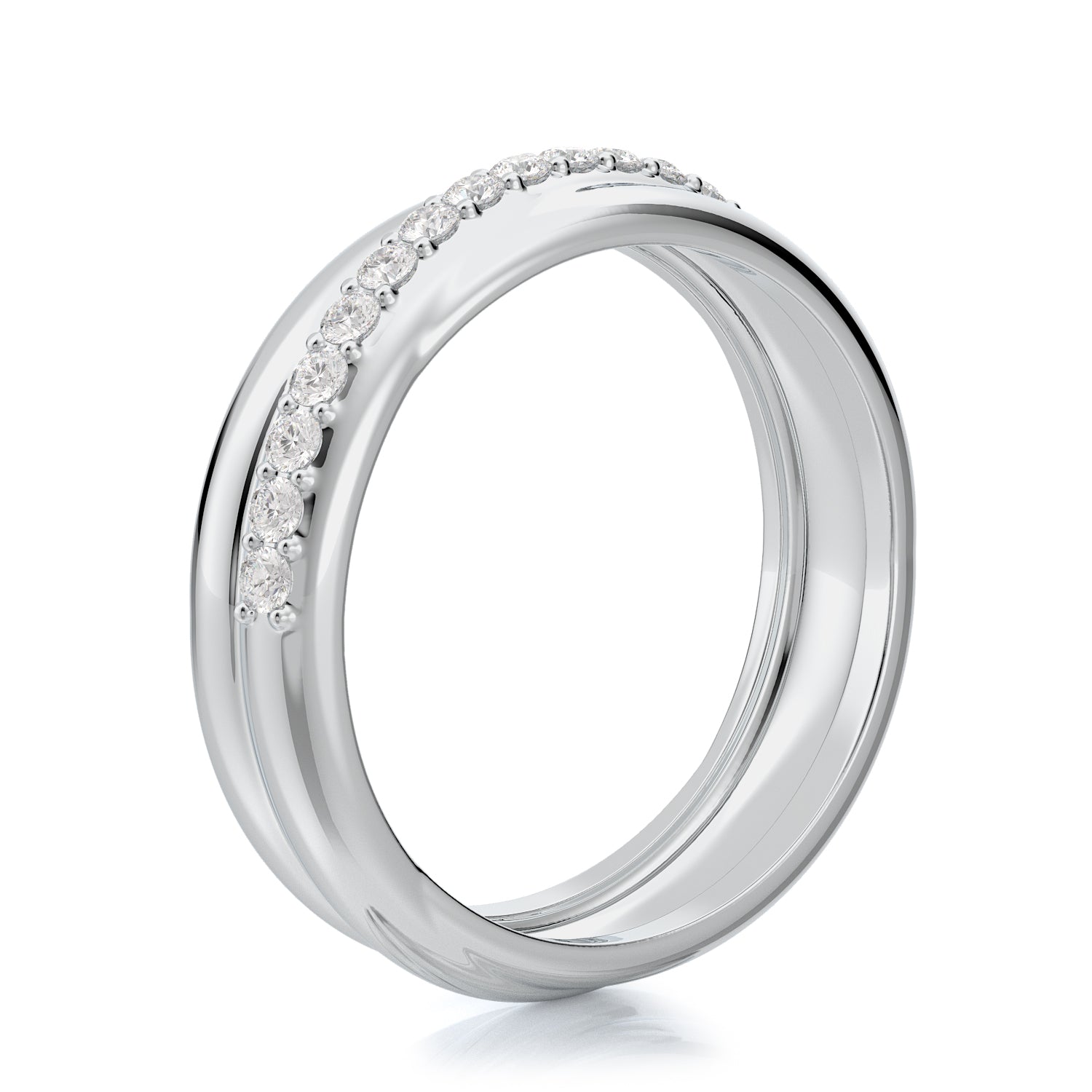 Slunce - Decorative Natural Round cut Diamond Wedding Band