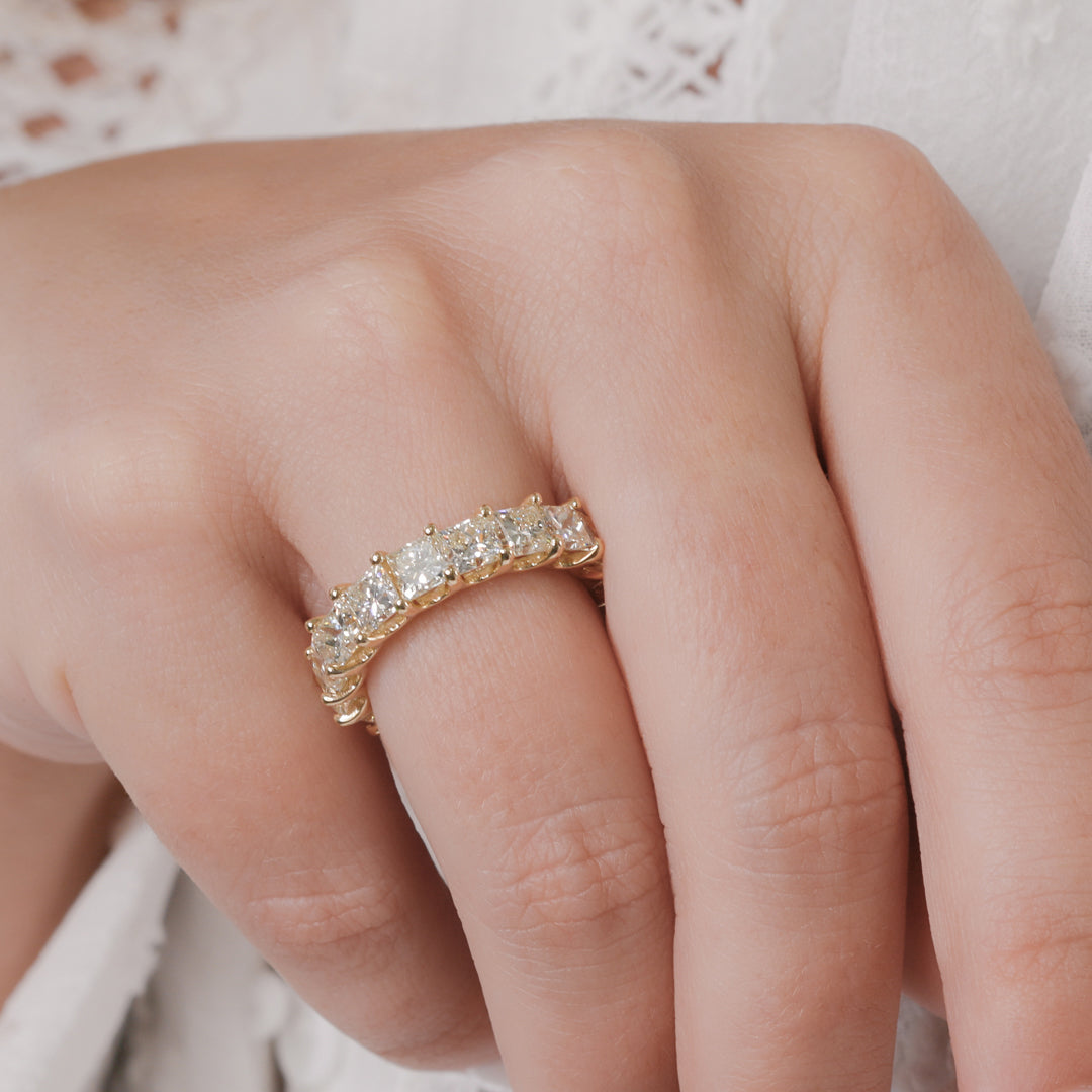 8 Carat Natural Princess Cut Diamond Eternity Wedding Band