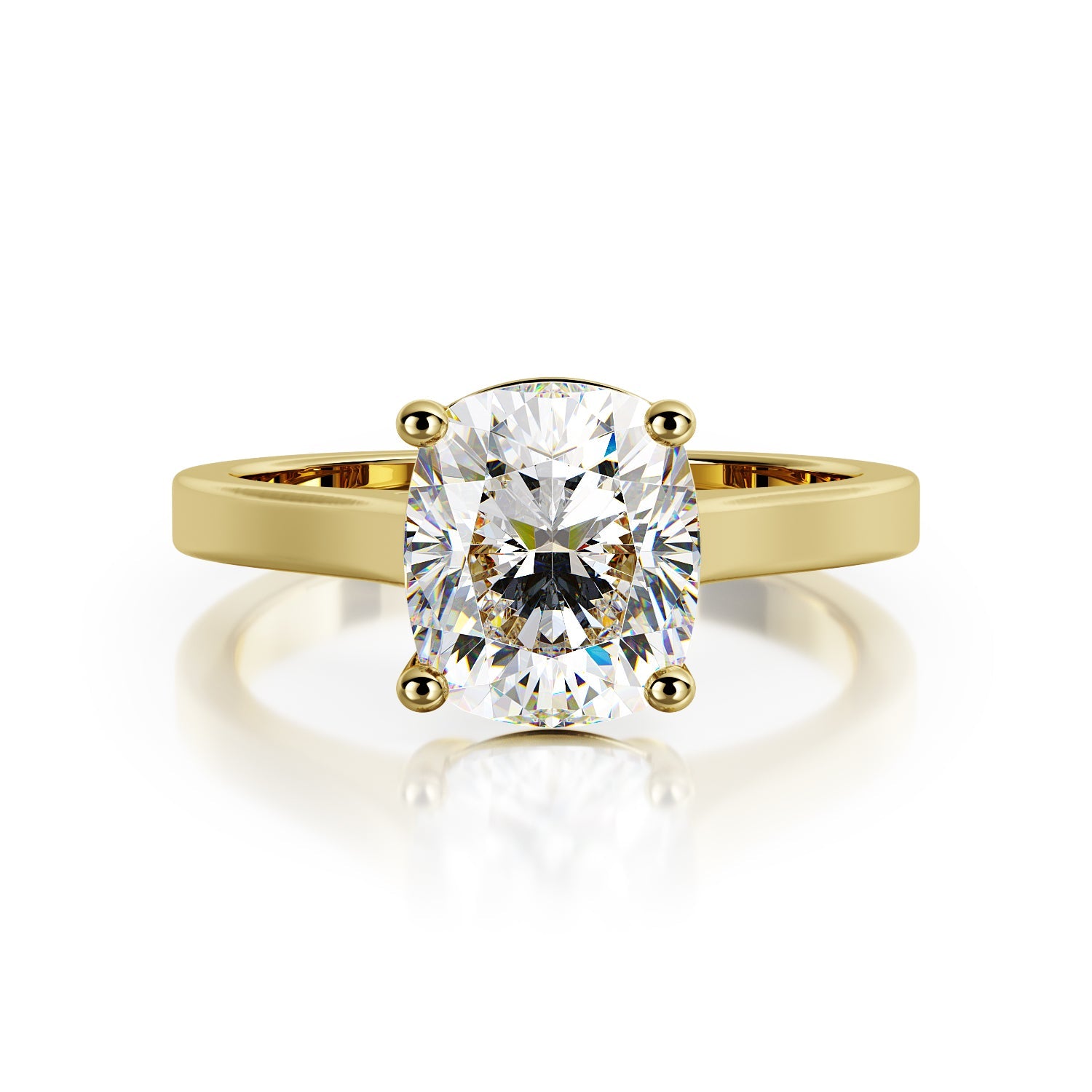 Solitaire 4 Prongs Natural Cushion Cut Diamond Engagement Ring