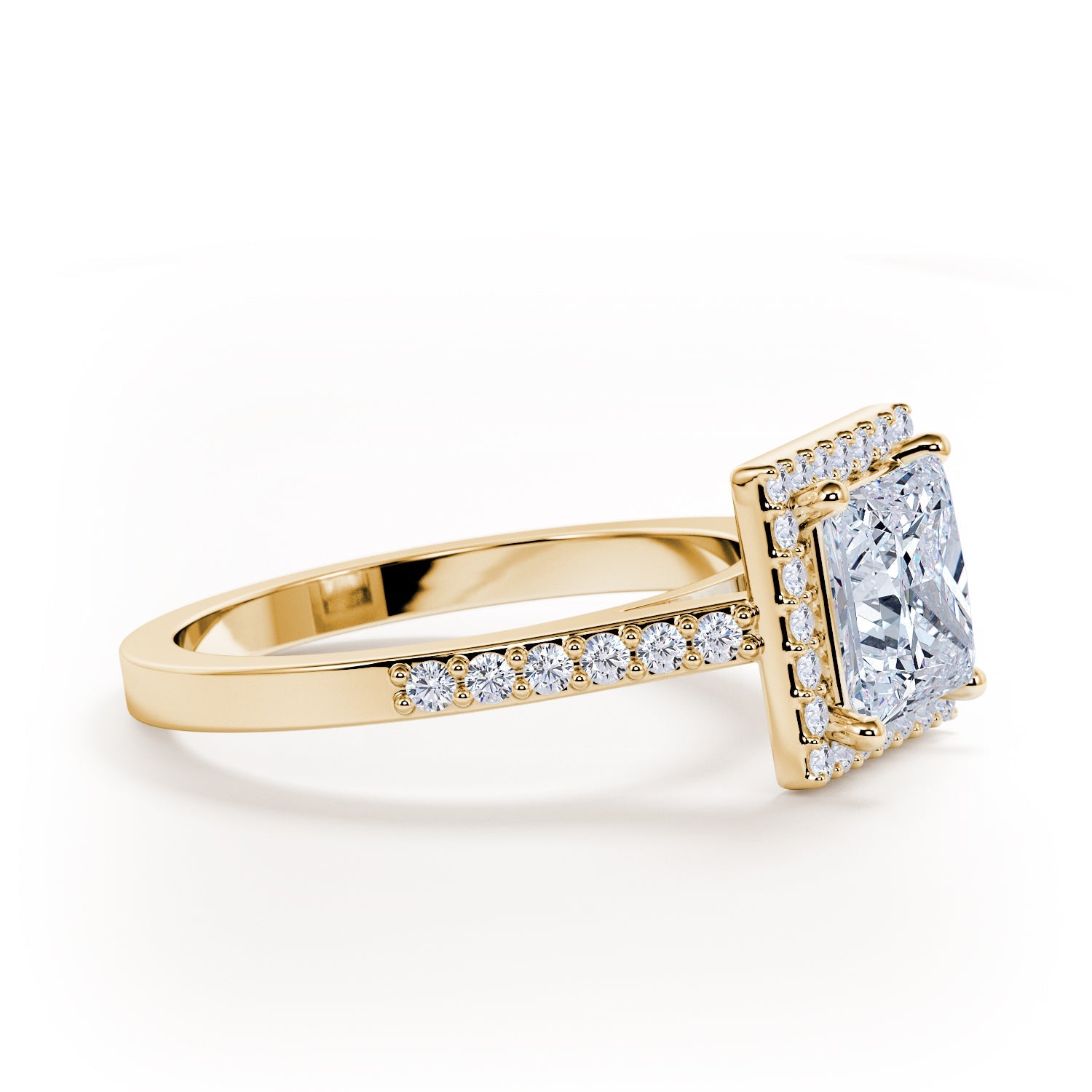 Amber Light - Accent Diamonds Natural Princess  Diamond Engagement Ring