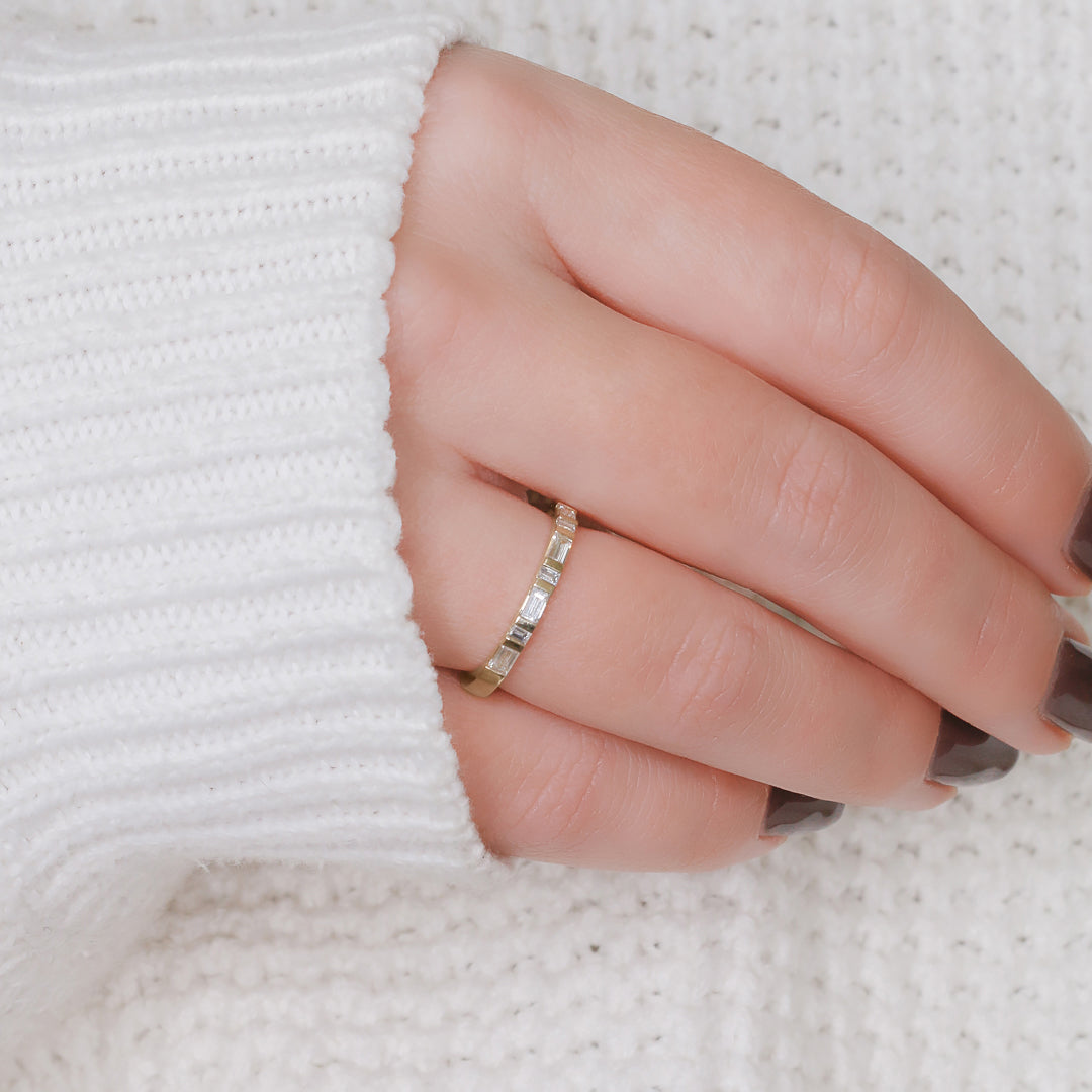 Geometric Natural Baguette Cut cut Diamond Wedding Band