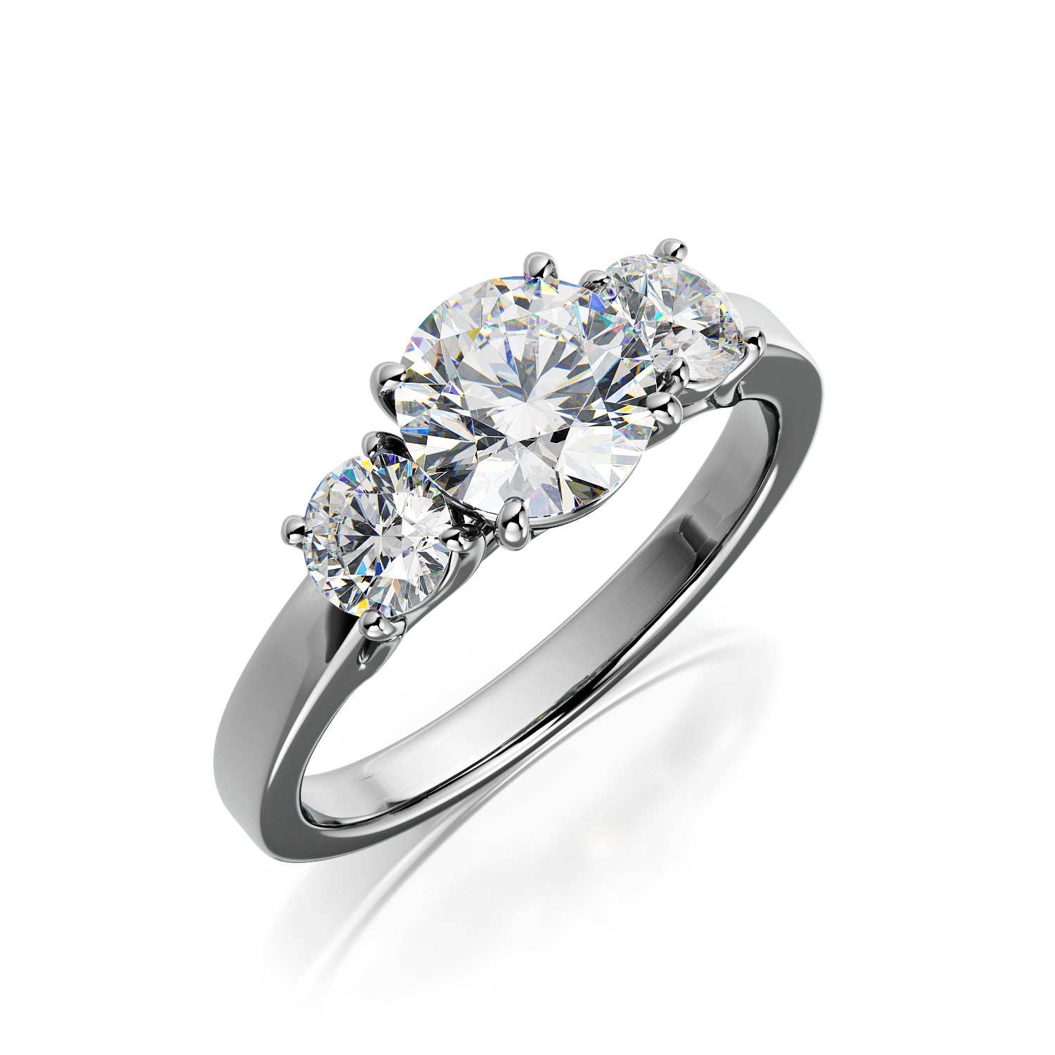 plain Band Natural Round  Diamond Engagement Ring