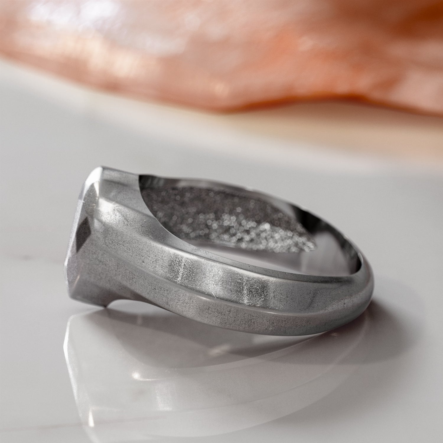 14K Diamond Shaped Signet Ring For Men