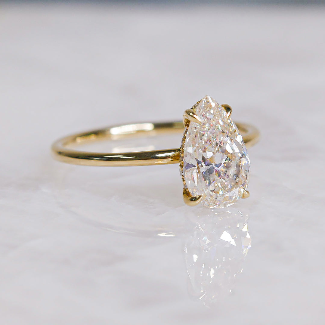 Hidden Halo Natural Pear Diamond Engagement Ring