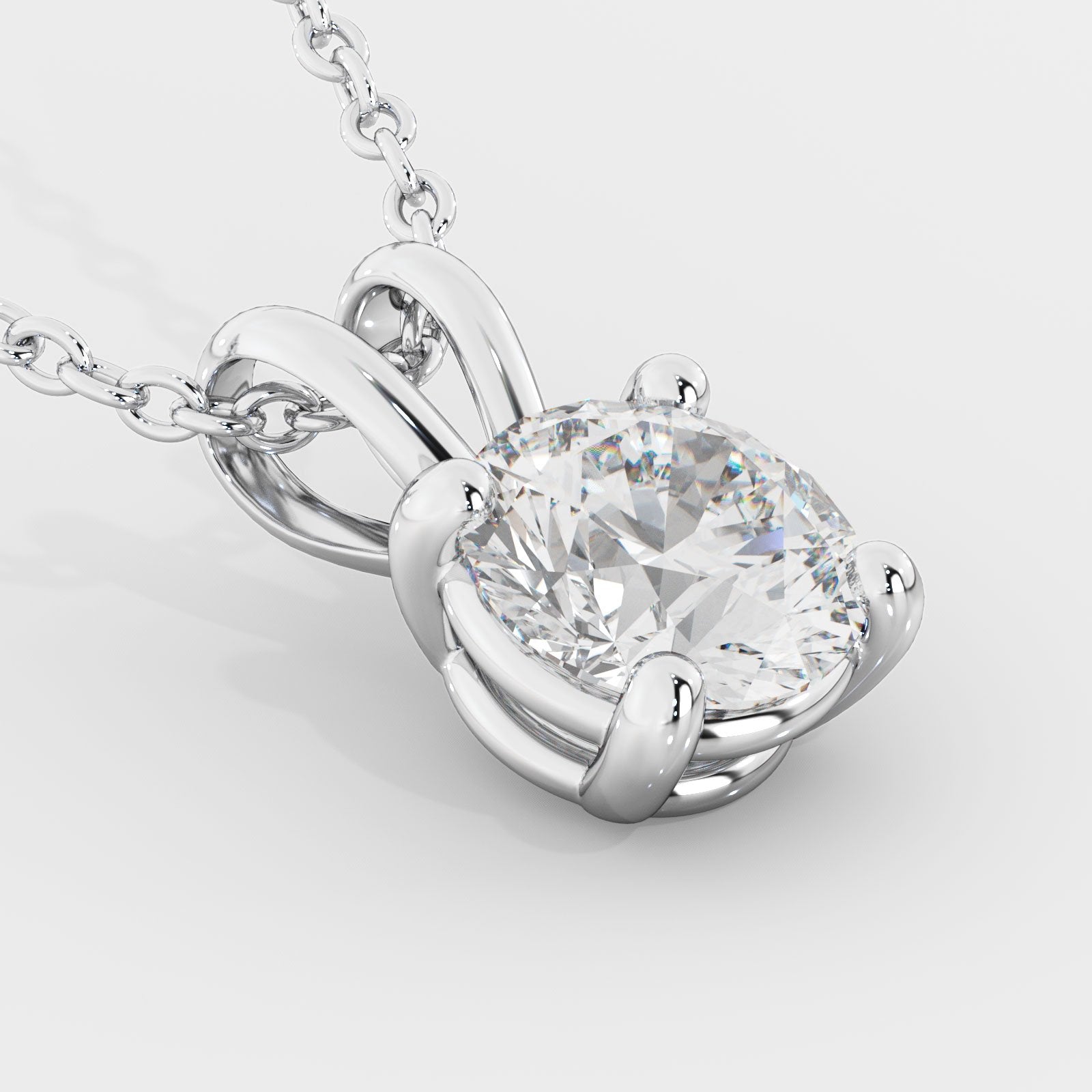 Natural Diamond Solitaire Pendant with a White Gold Necklace