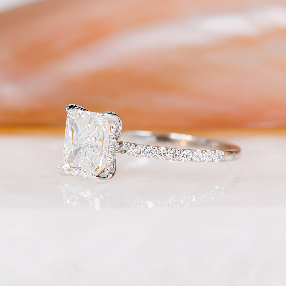 2.3 Carat Natural Radiant Cut Diamond Engagement Ring