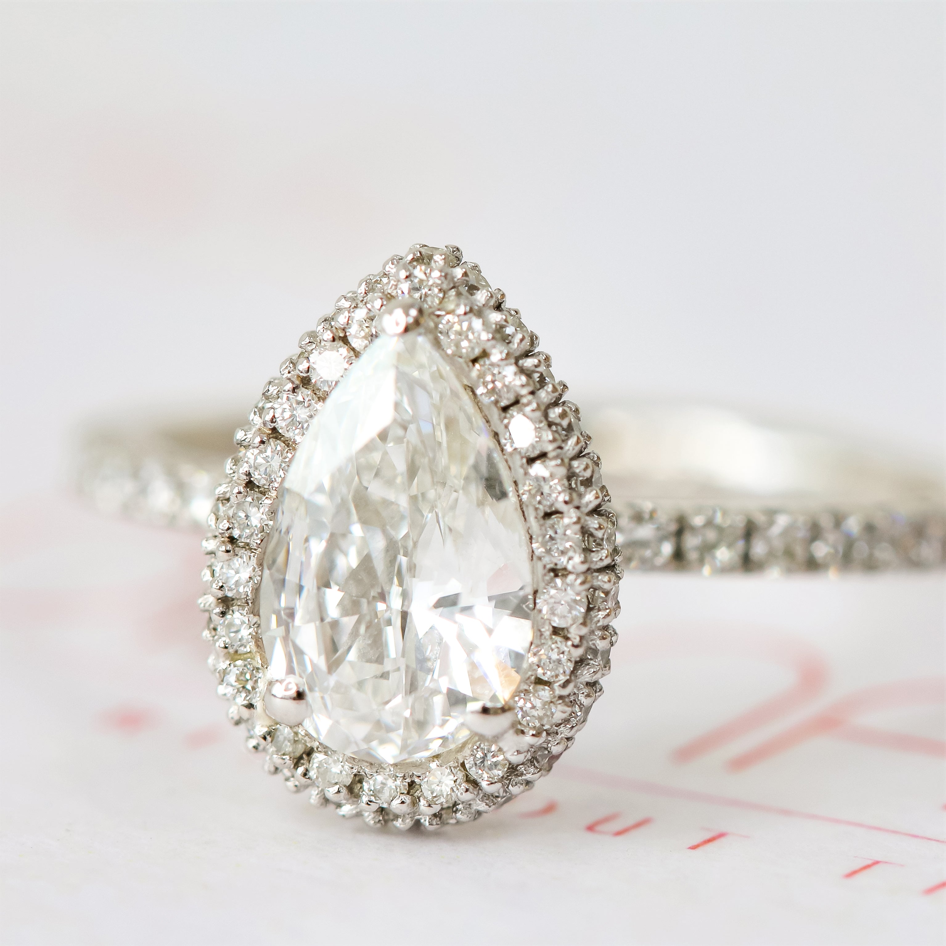 Accent Diamonds Natural Pear  Diamond Engagement Ring