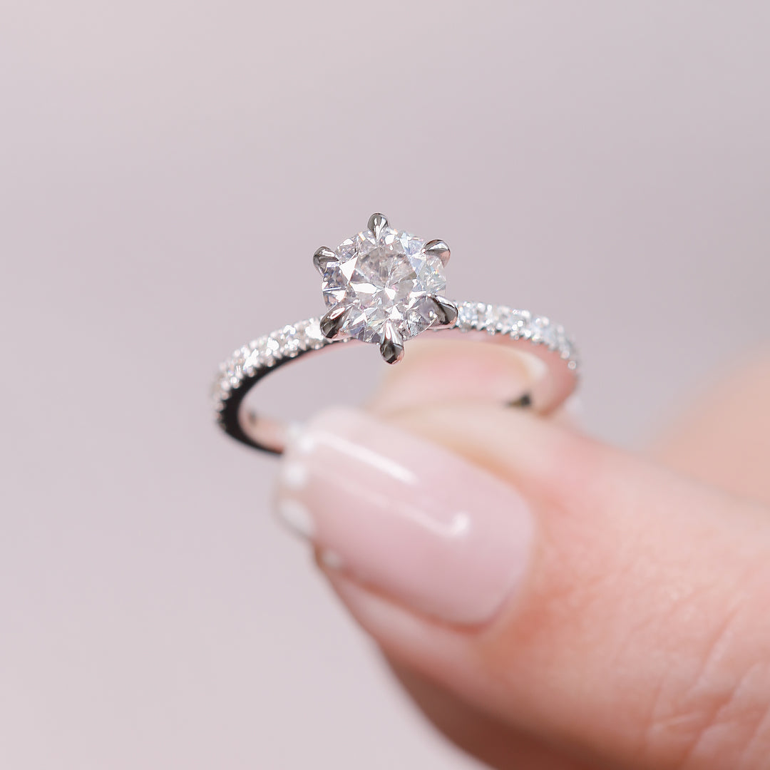 Natural Round  Diamond Engagement Ring