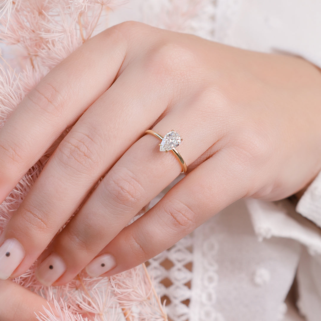 Airglow - Hidden Halo Natural Pear  Diamond Engagement Ring