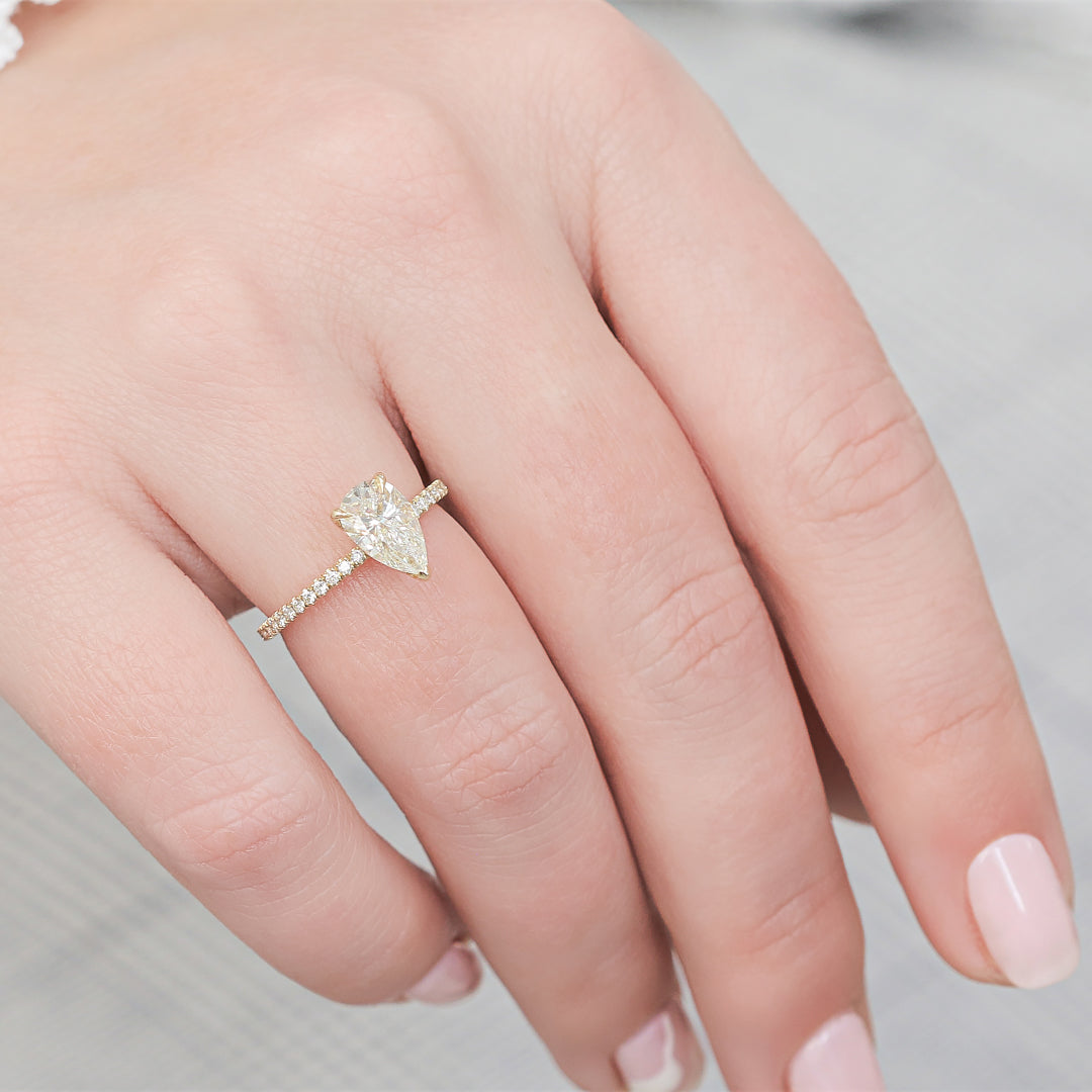1.5 Carat Natural Pear Cut Diamond Engagement Ring