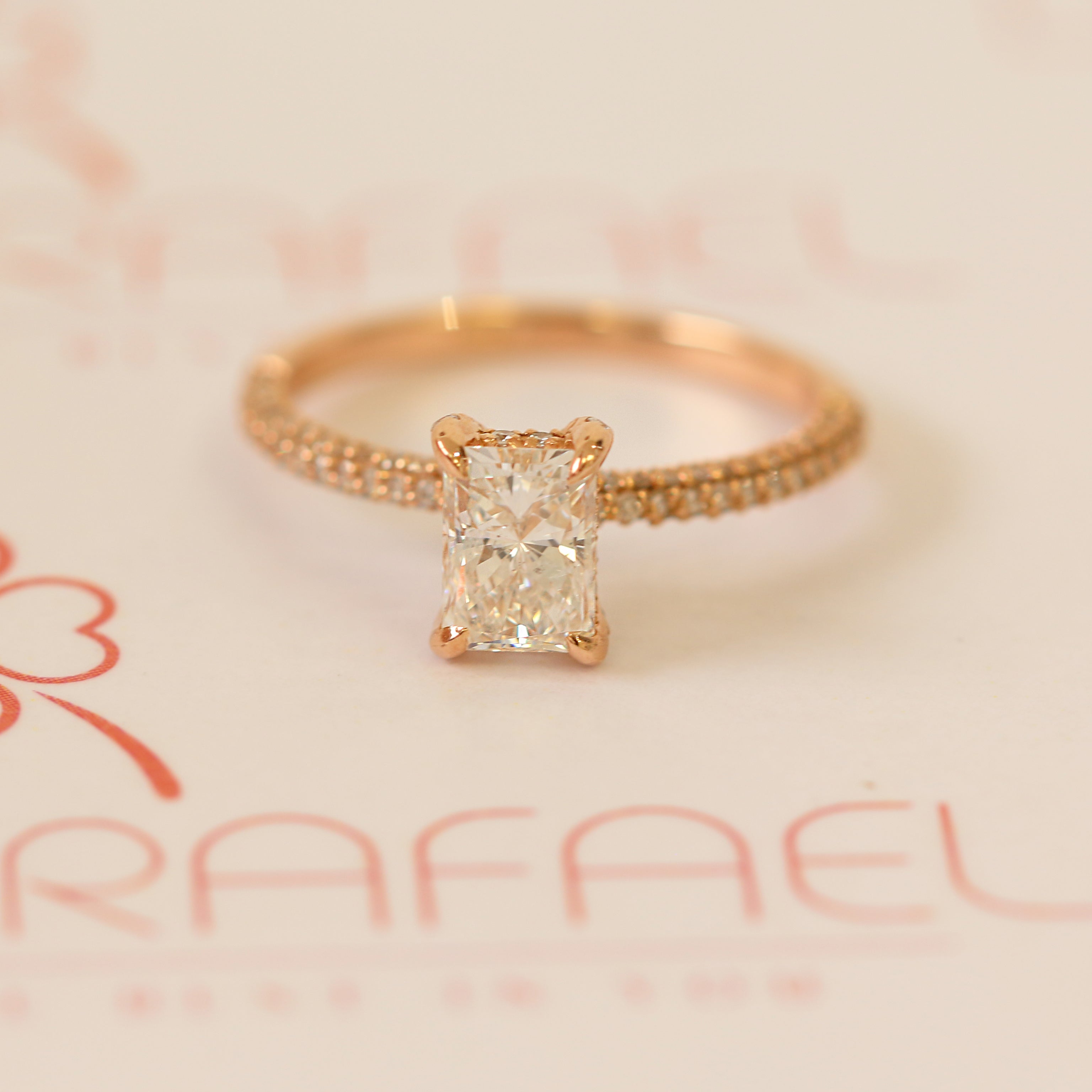 Accent Diamonds Natural Radiant  Diamond Engagement Ring