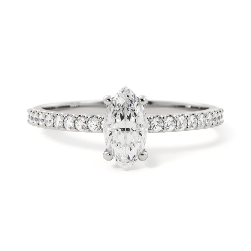 Accent Diamonds Natural Marquise  Diamond Engagement Ring