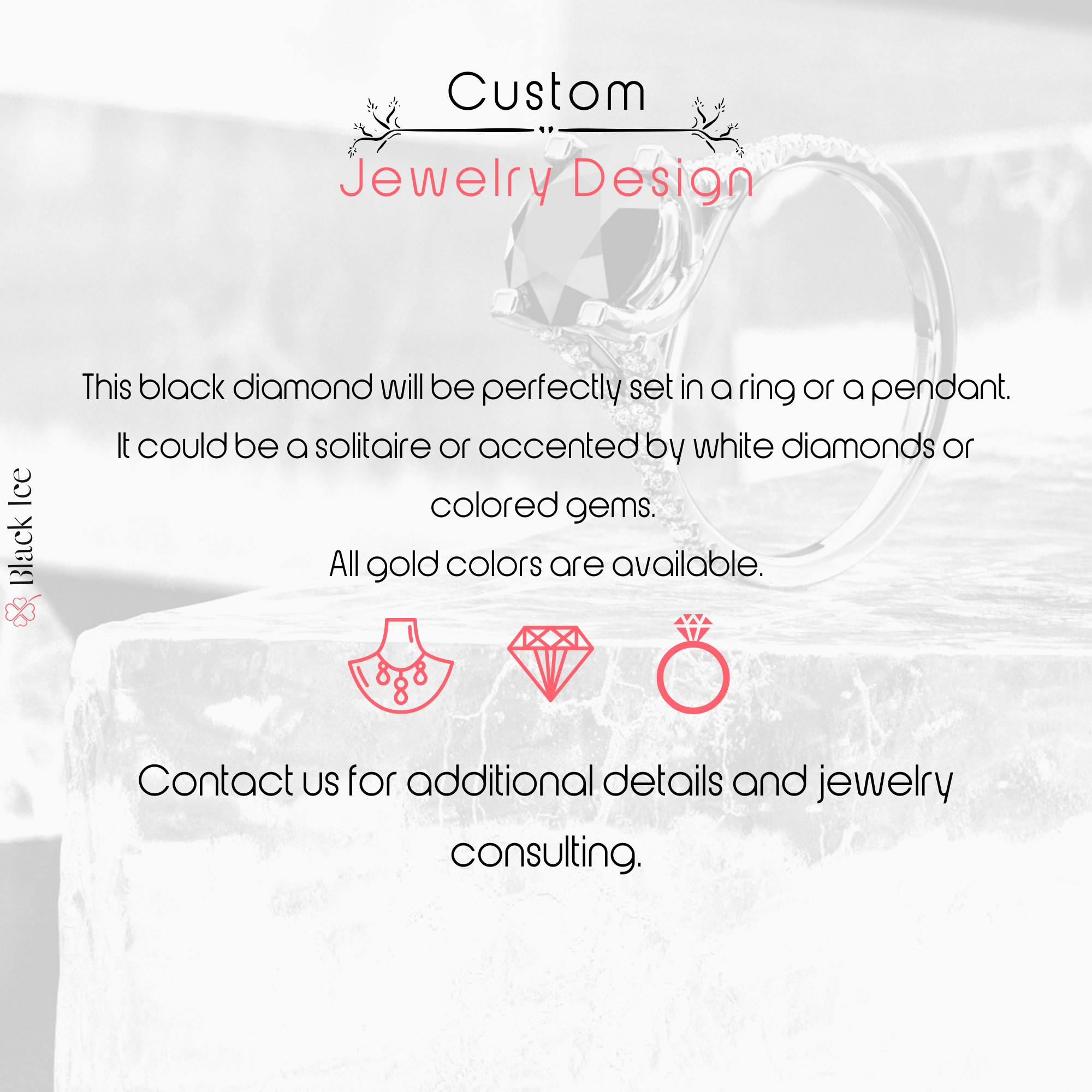 Unique Wedding Ring with Round Cut Natural Black Diamonds