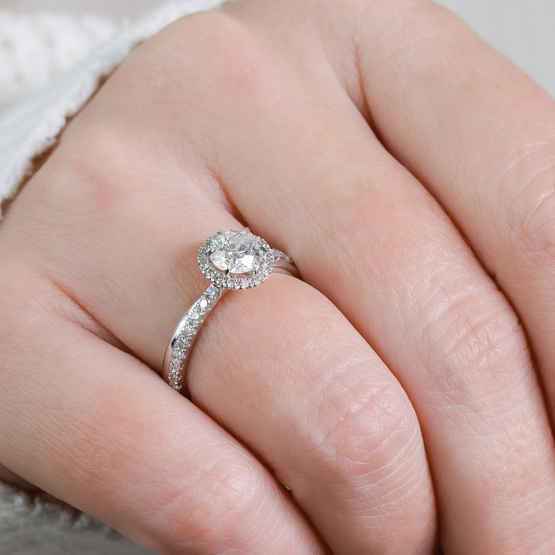 Halo Natural Round  Diamond Engagement Ring