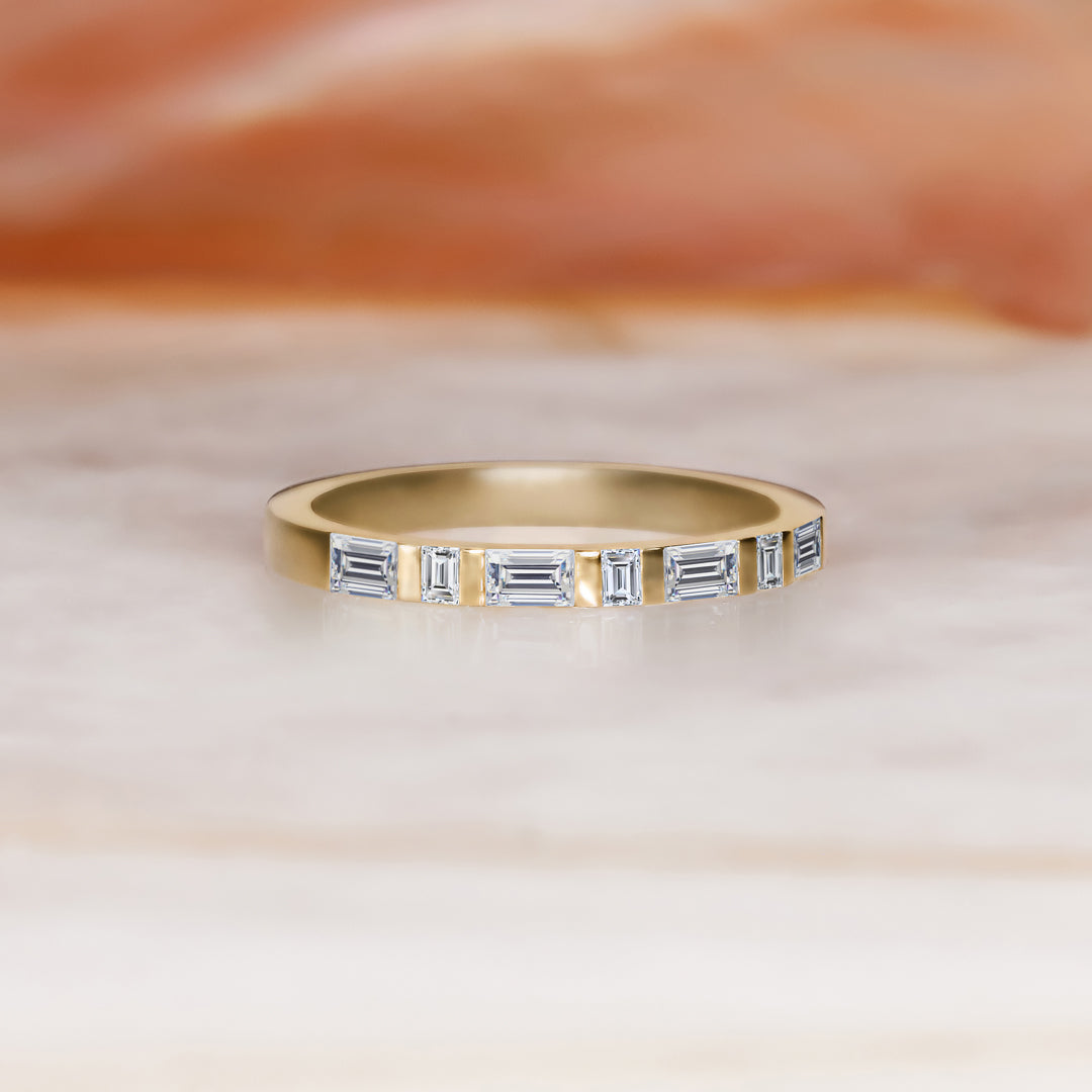 Geometric Natural Baguette Cut cut Diamond Wedding Band