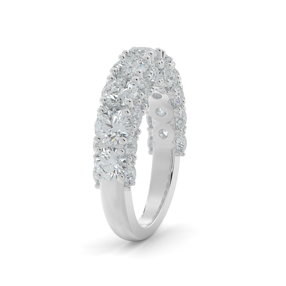 Starburst - 3-Row Natural Round cut Diamond Wedding Band
