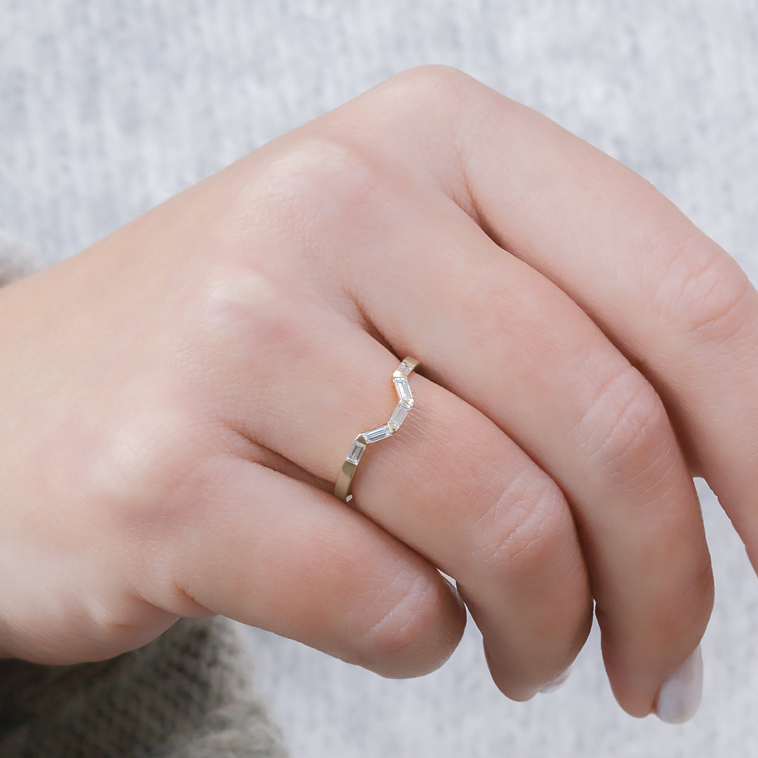 Flush Natural Baguette cut Diamond Wedding Band