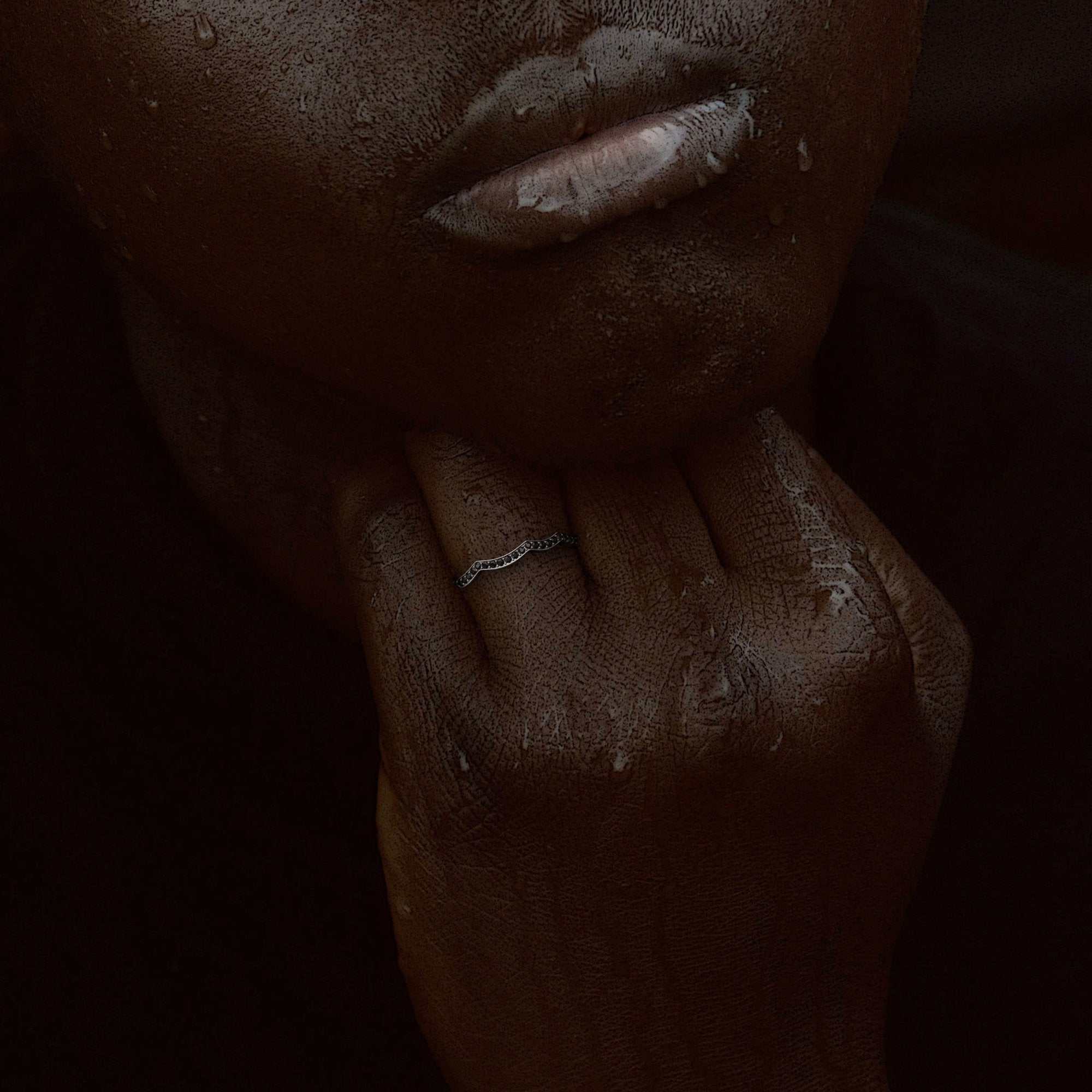 Wavey Natural Black Diamond Ring