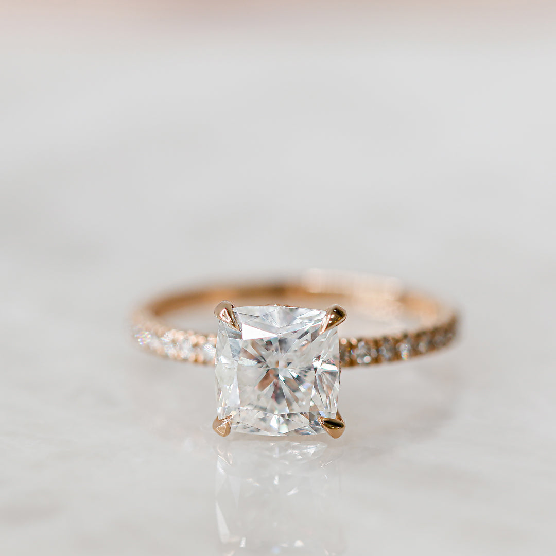 Accent Diamonds Natural Cushion Cut Diamond Engagement Ring
