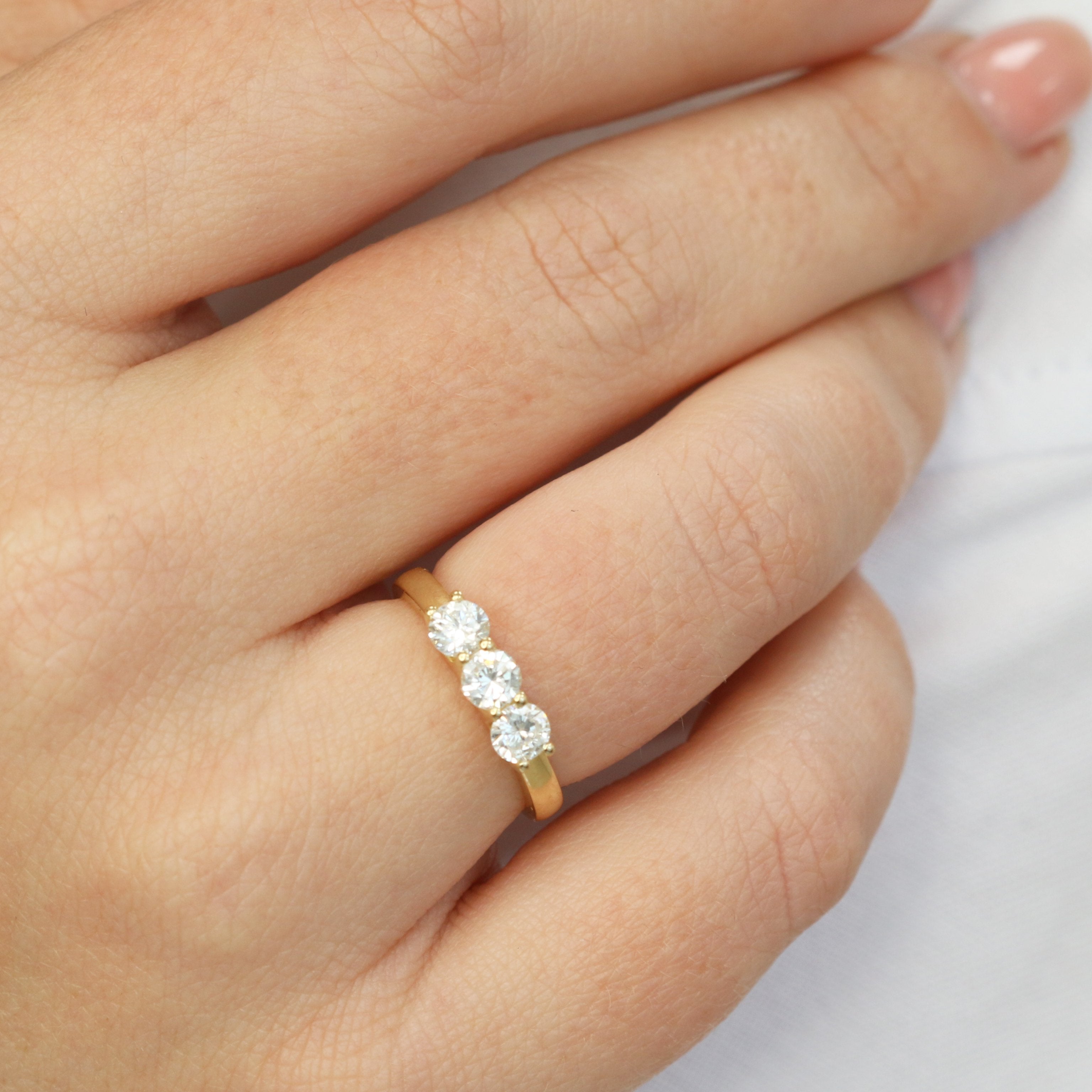 U shape Natural Round cut Diamond Wedding Band