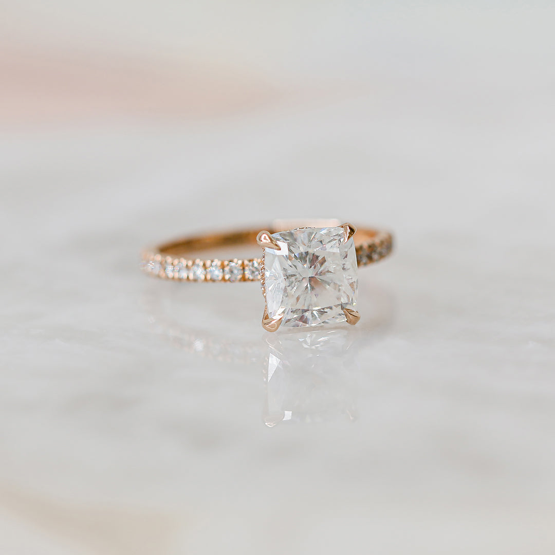 Accent Diamonds Natural Cushion Cut Diamond Engagement Ring