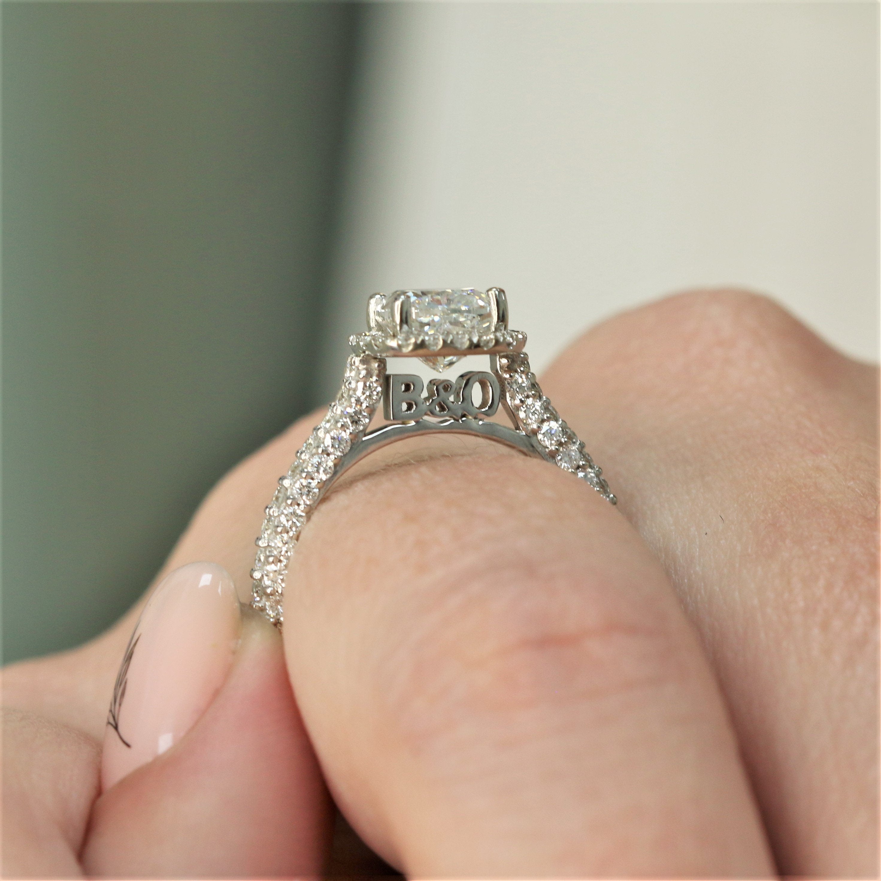 3-Rows Cathedral Natural Cushion Diamond Engagement Ring