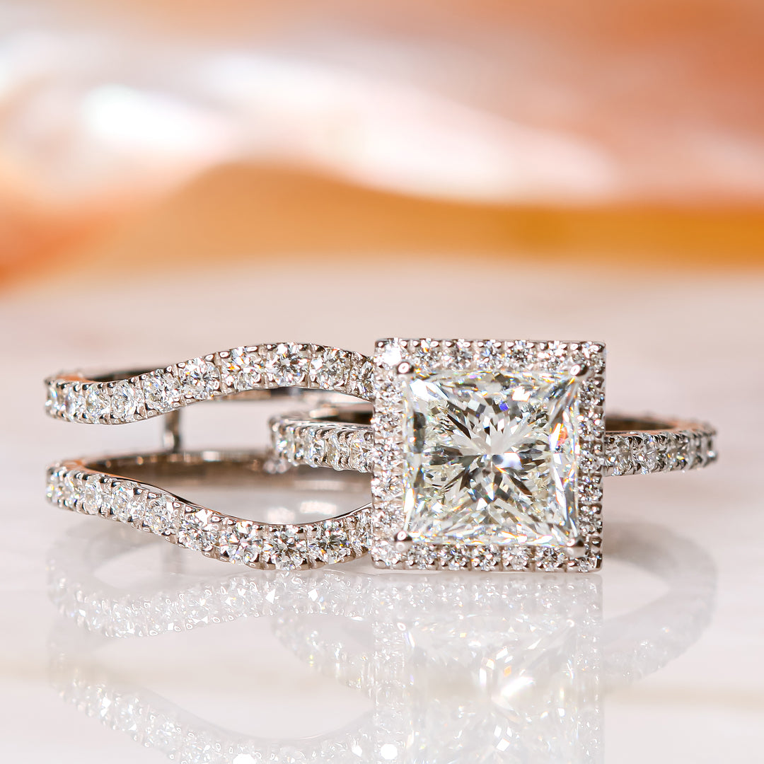 Double Band Natural Round cut Diamond Wedding Band