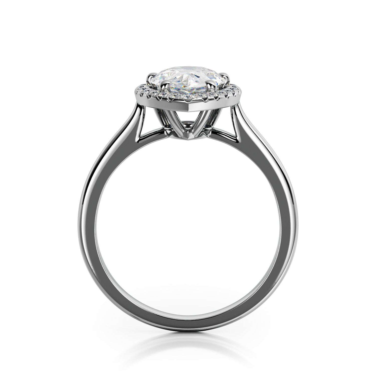 Guiding Light -Halo Natural Pear Cut Diamond Engagement Ring