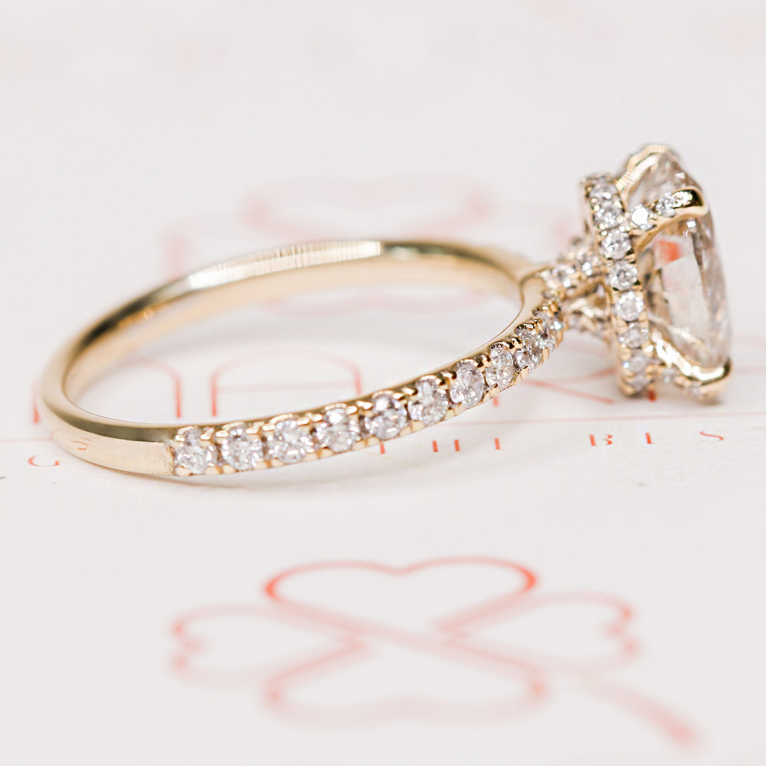 Gleam - Hidden Halo Natural Oval Cut Diamond Engagement Ring