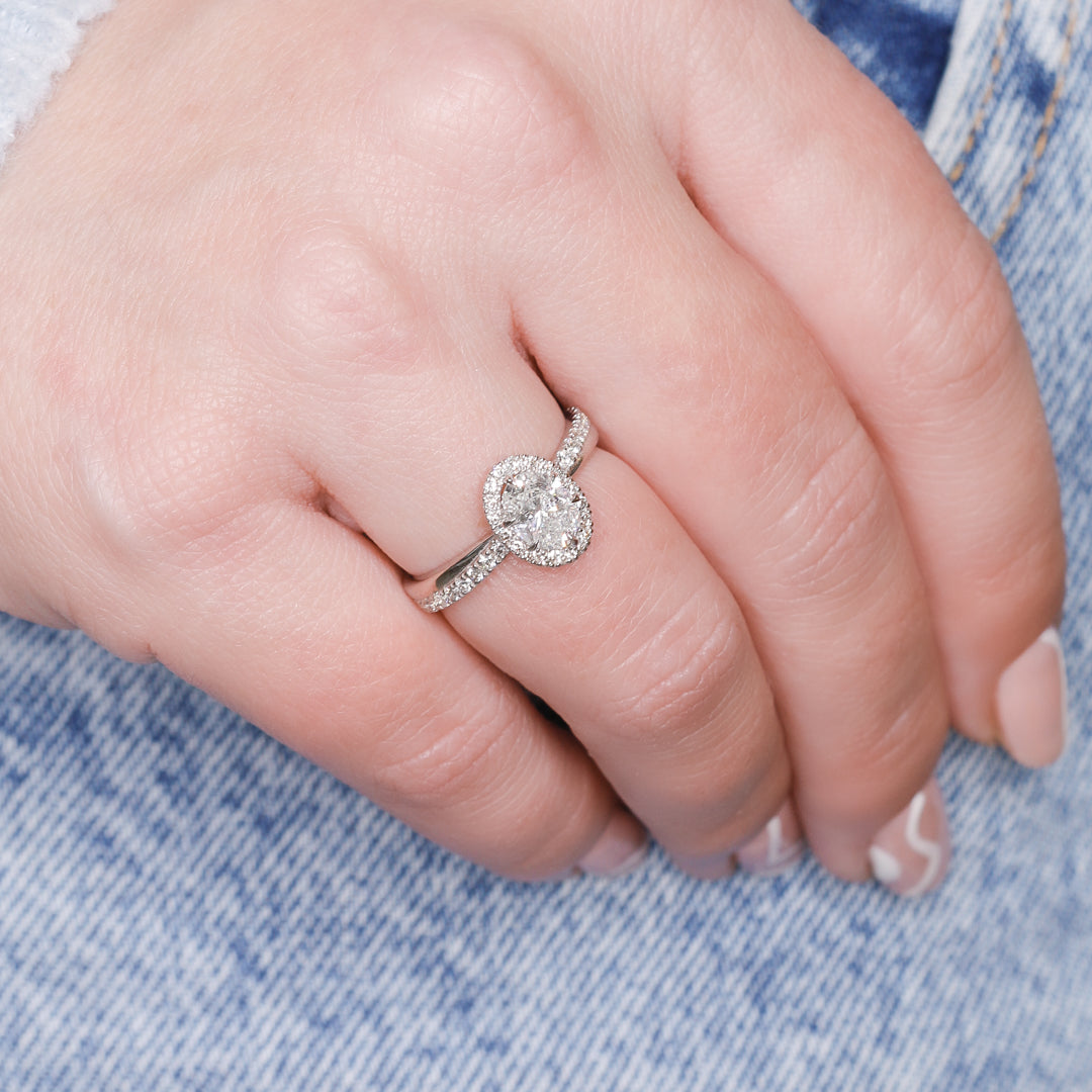 Twisted Shank Natural Oval  Diamond Engagement Ring