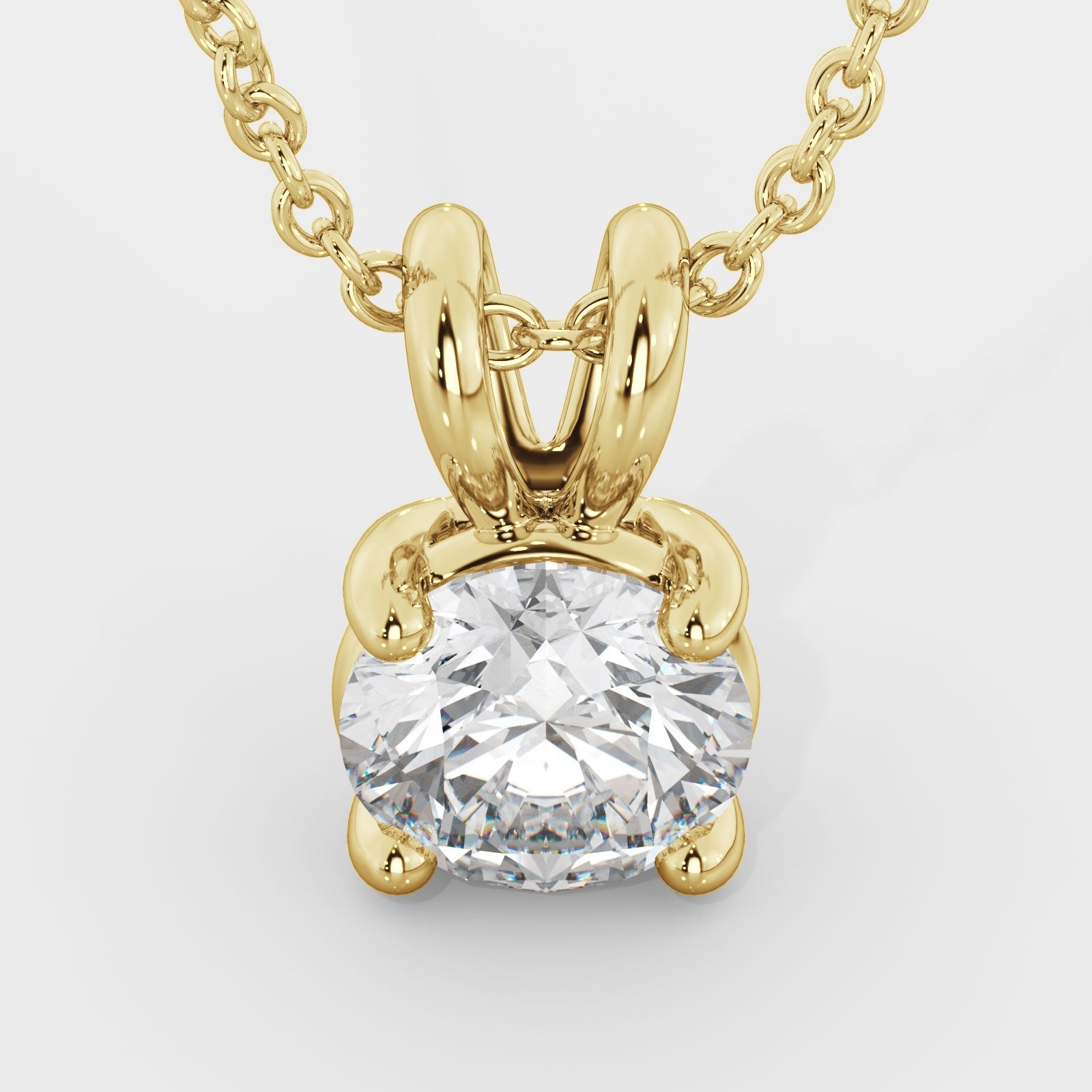 Natural Diamond Solitaire Pendant with a Yellow Gold Necklace