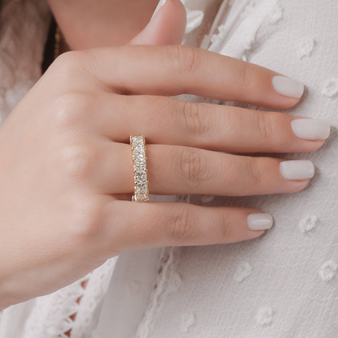 8 Carat Natural Princess Cut Diamond Eternity Wedding Band