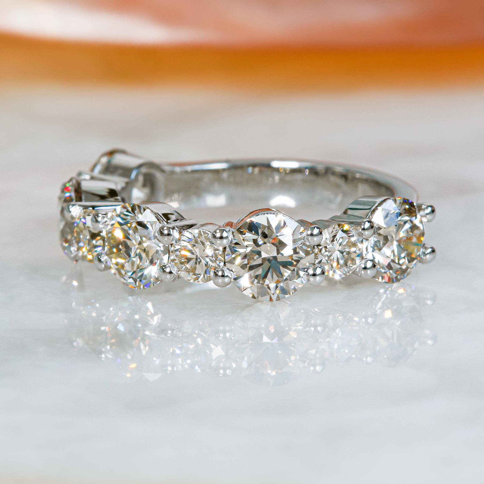 Half Eternity Natural Round cut Diamond Wedding Band