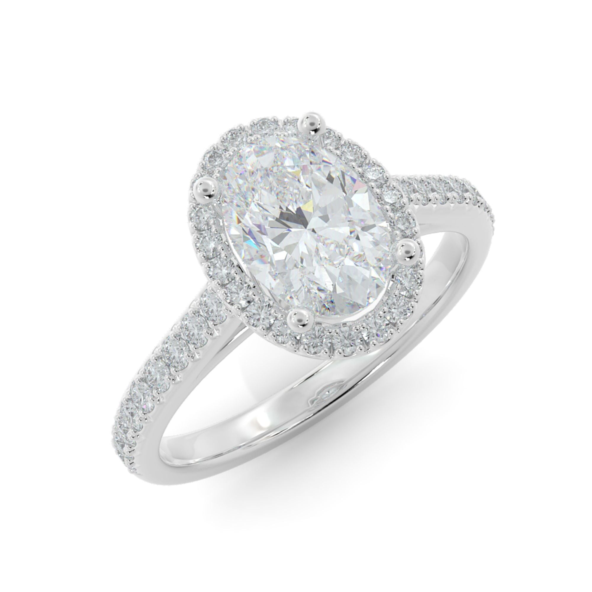 Classic Halo Natural Oval Cut Diamond Engagement Ring
