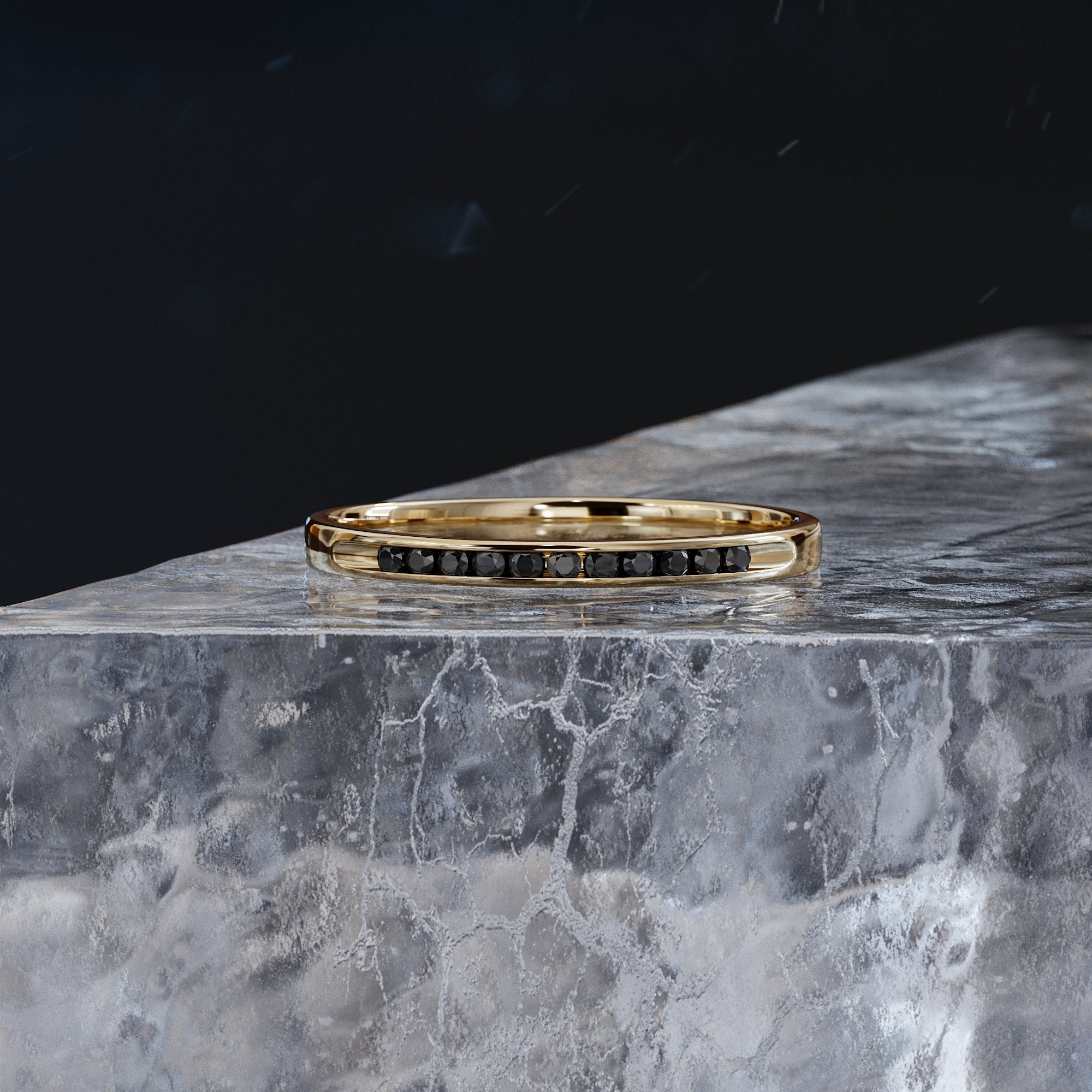 Twilight delicate Natural Black Diamond Ring