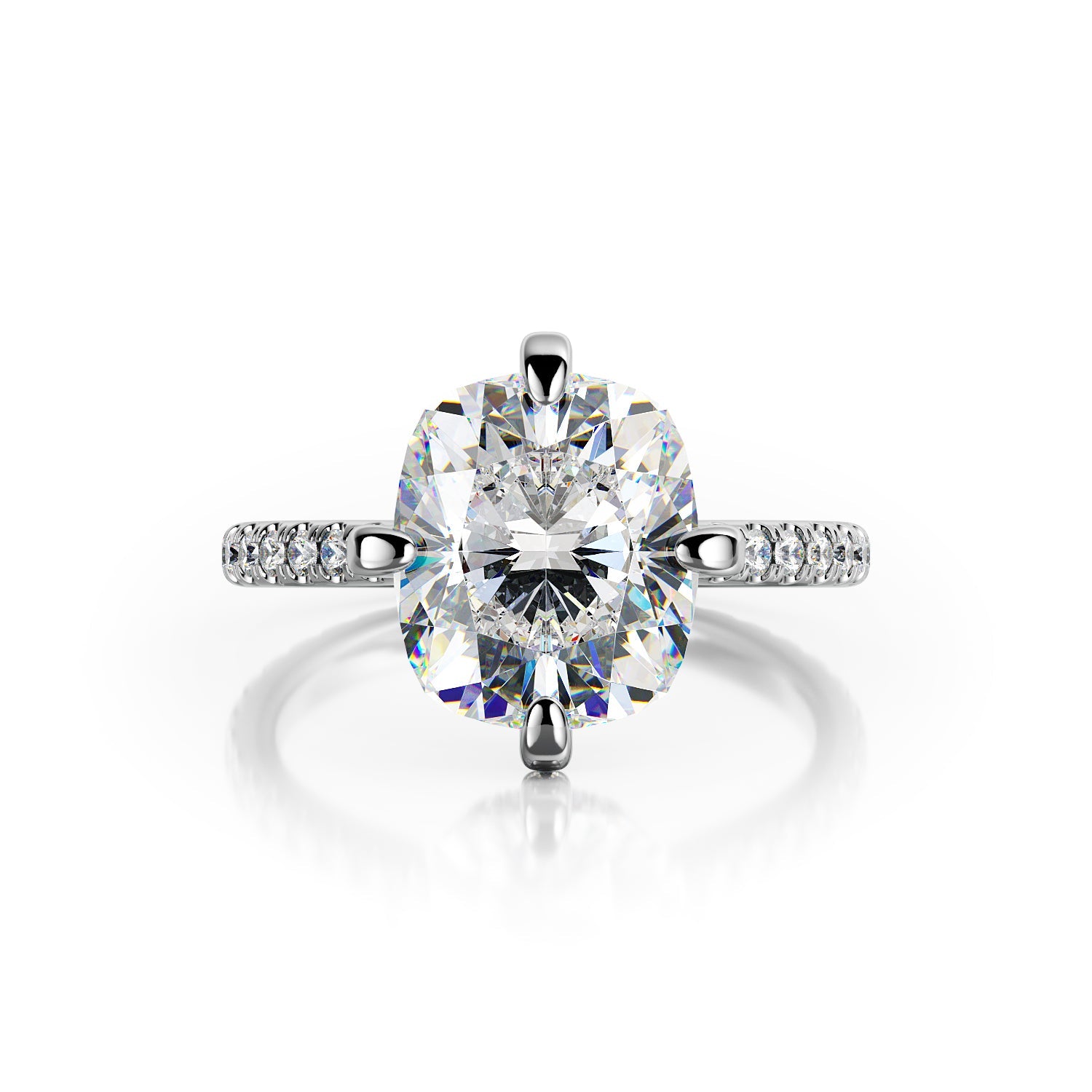 Hidden Halo Natural Cushion Cut Diamond Engagement Ring