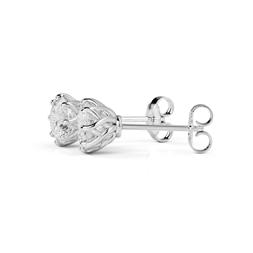 Solar Energy - Clasps Earrings 3 Natural Diamonds in White Gold