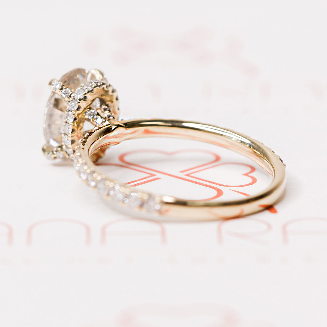 Gleam - Hidden Halo Natural Oval Cut Diamond Engagement Ring