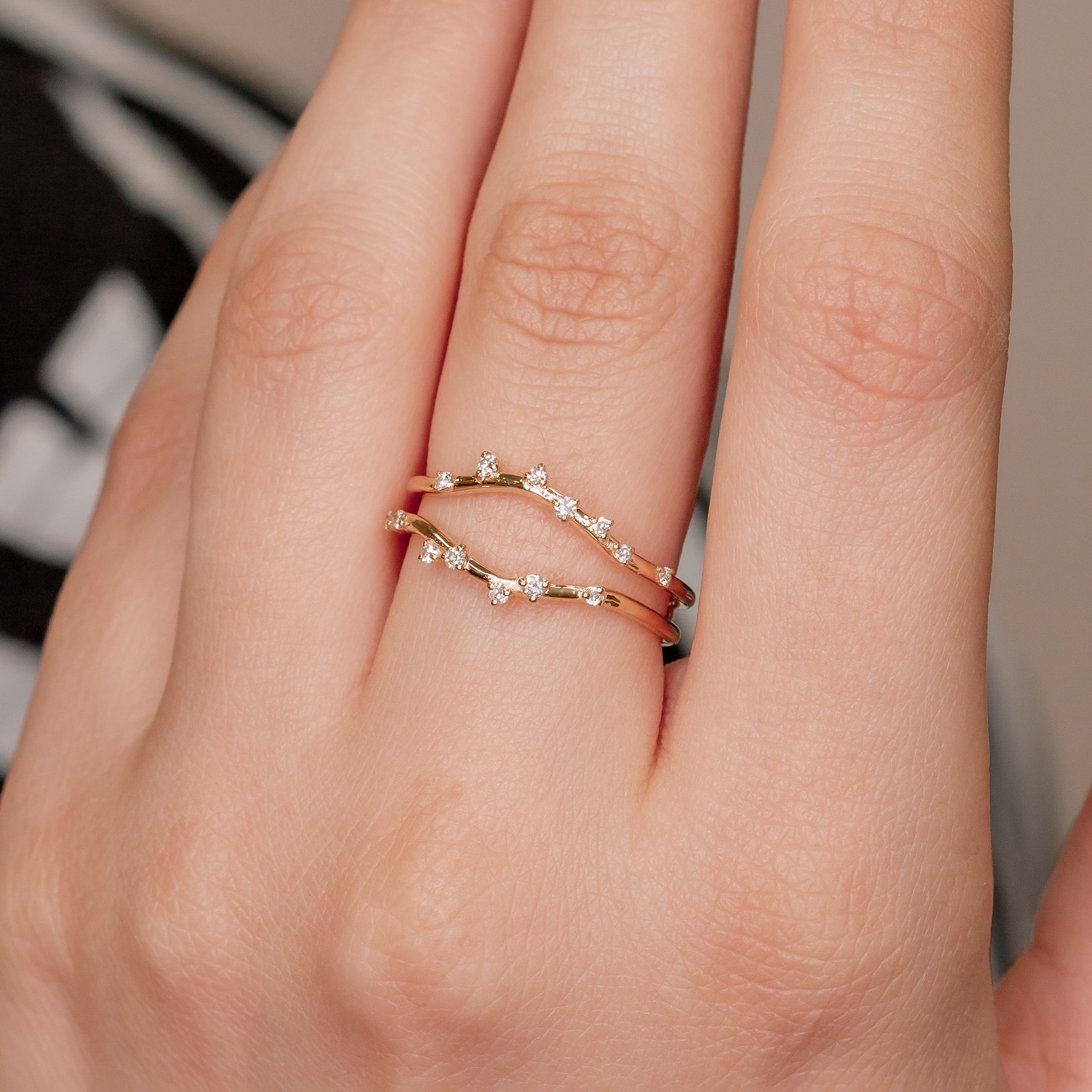 Double Band Natural Round cut Diamond Wedding Band