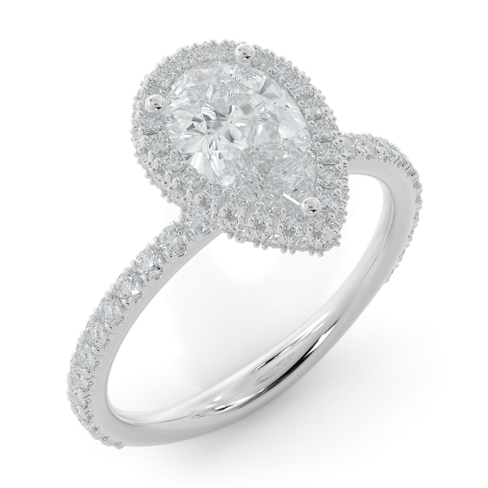 Accent Diamonds Natural Pear  Diamond Engagement Ring