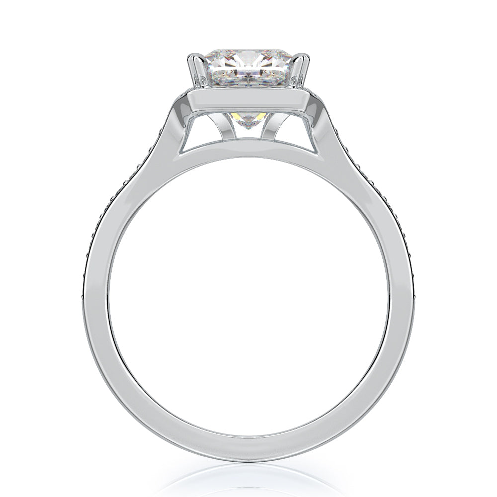 Vintage Channel Natural Cushion Cut Diamond Engagement Ring