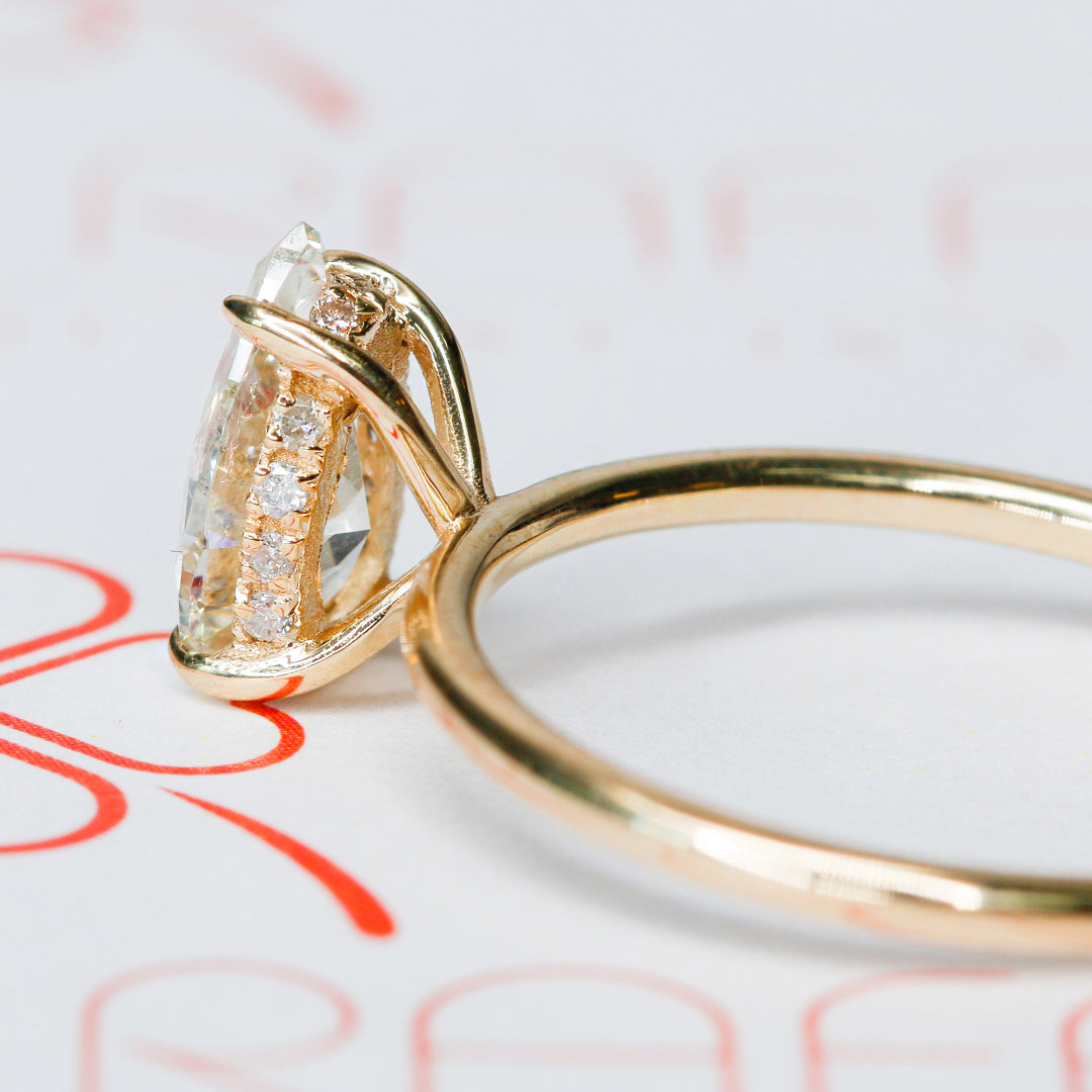 Airglow - Hidden Halo Natural Pear  Diamond Engagement Ring