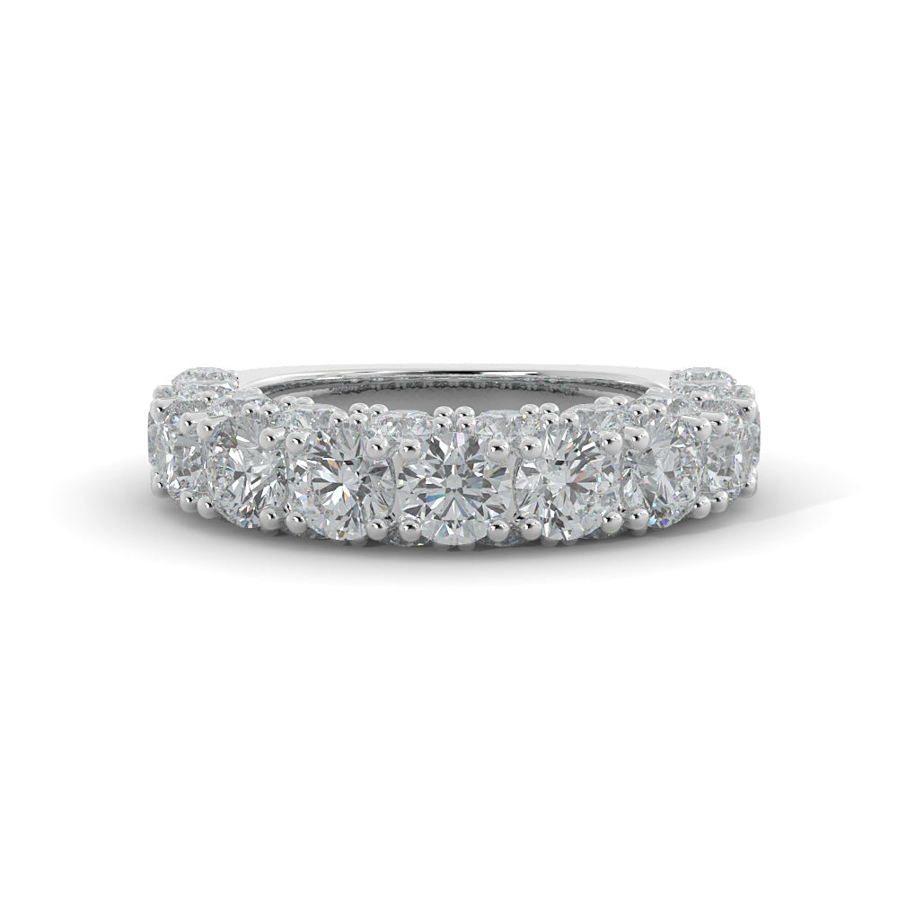 Starburst - 3-Row Natural Round cut Diamond Wedding Band