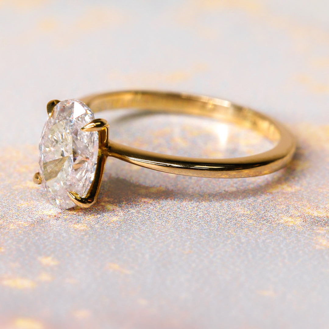 Claw Prongs 1.5- Carat Natural Oval  Diamond Engagement Ring
