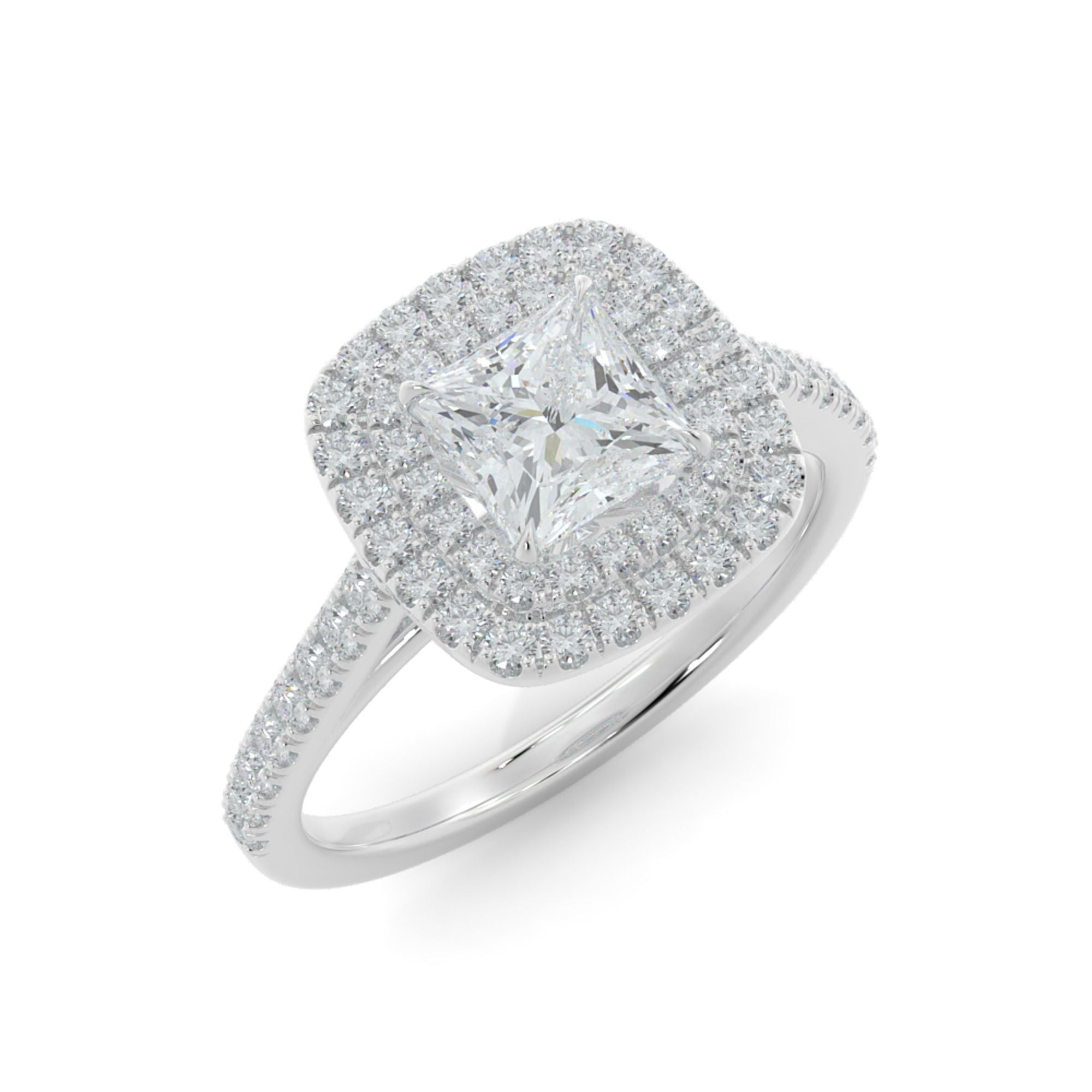 Sole - Accent Diamonds Natural Princess  Diamond Engagement Ring