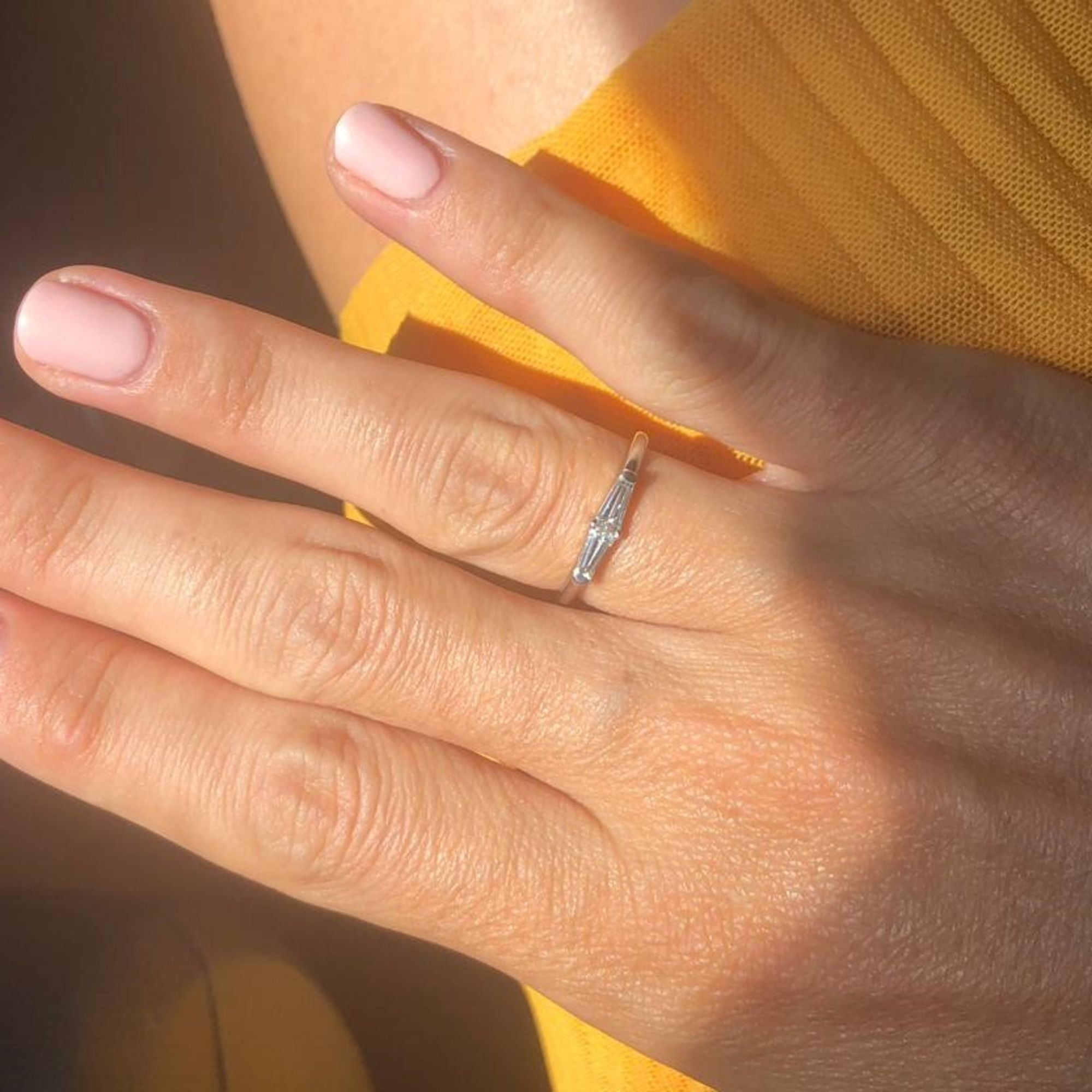 Lampshade - Geometric Natural Tappered cut Diamond Wedding Band