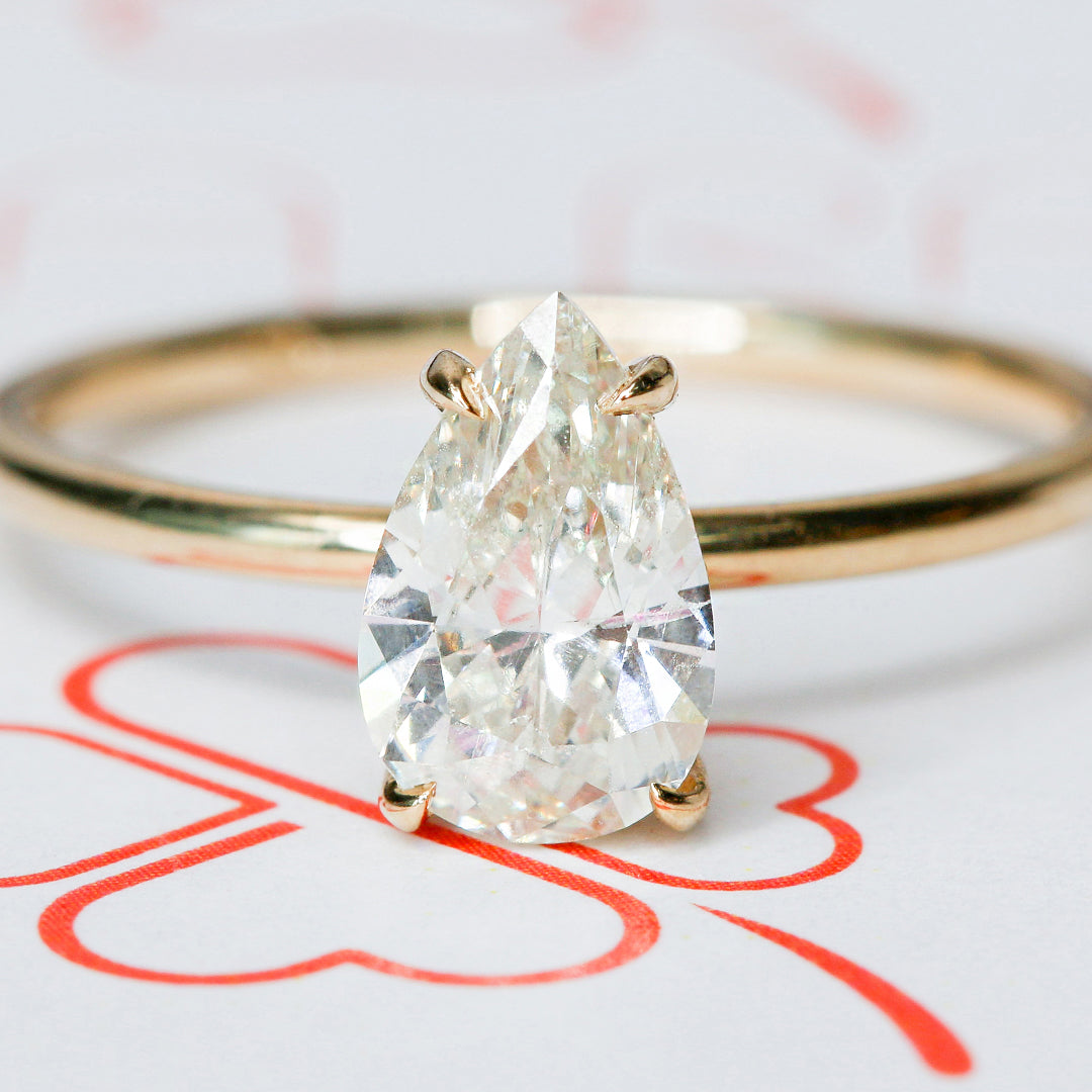 Airglow - Hidden Halo Natural Pear  Diamond Engagement Ring