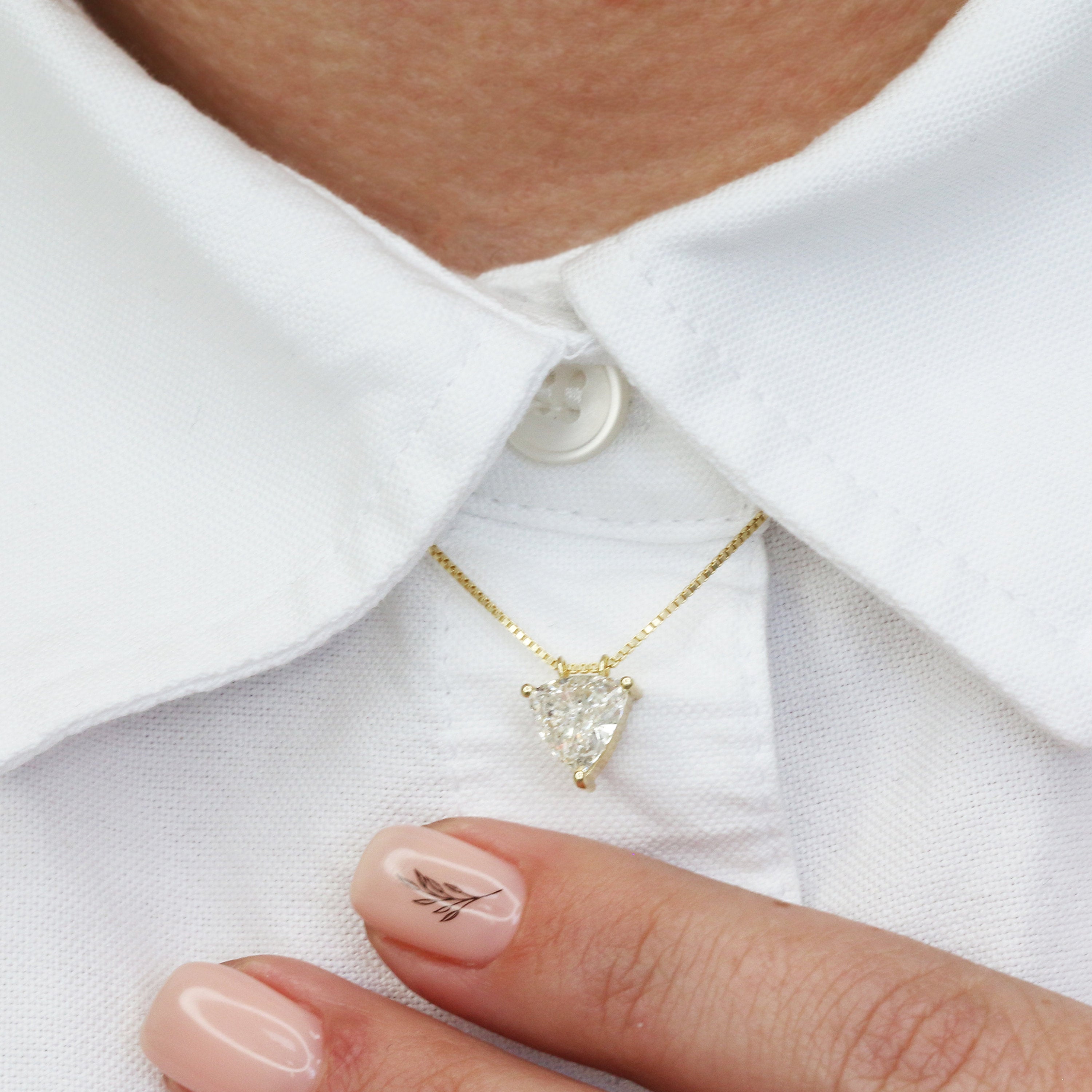 Natural Diamond Solitaire Pendant with a Yellow Gold Necklace