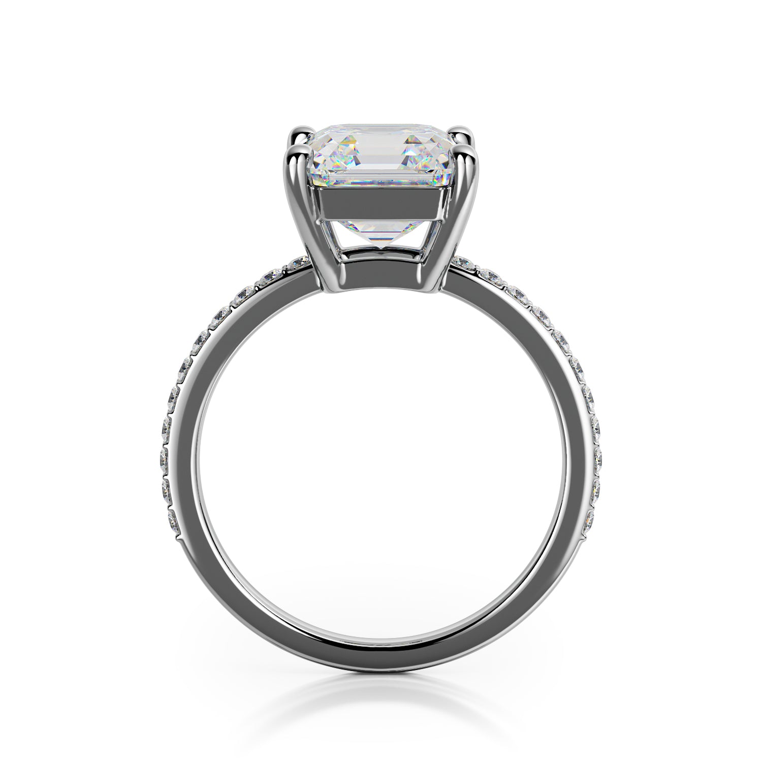 Accent Diamonds Natural Asscher Cut Diamond Engagement Ring